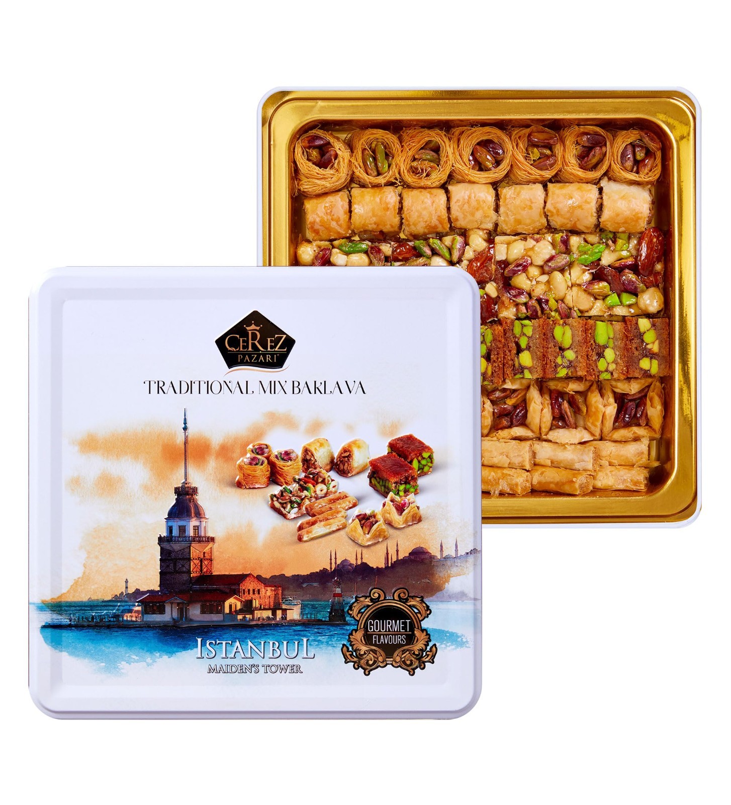 Turkish Baklava Gift Set – Assorted Pastry with Nuts & Spices – Halal Snack Box,