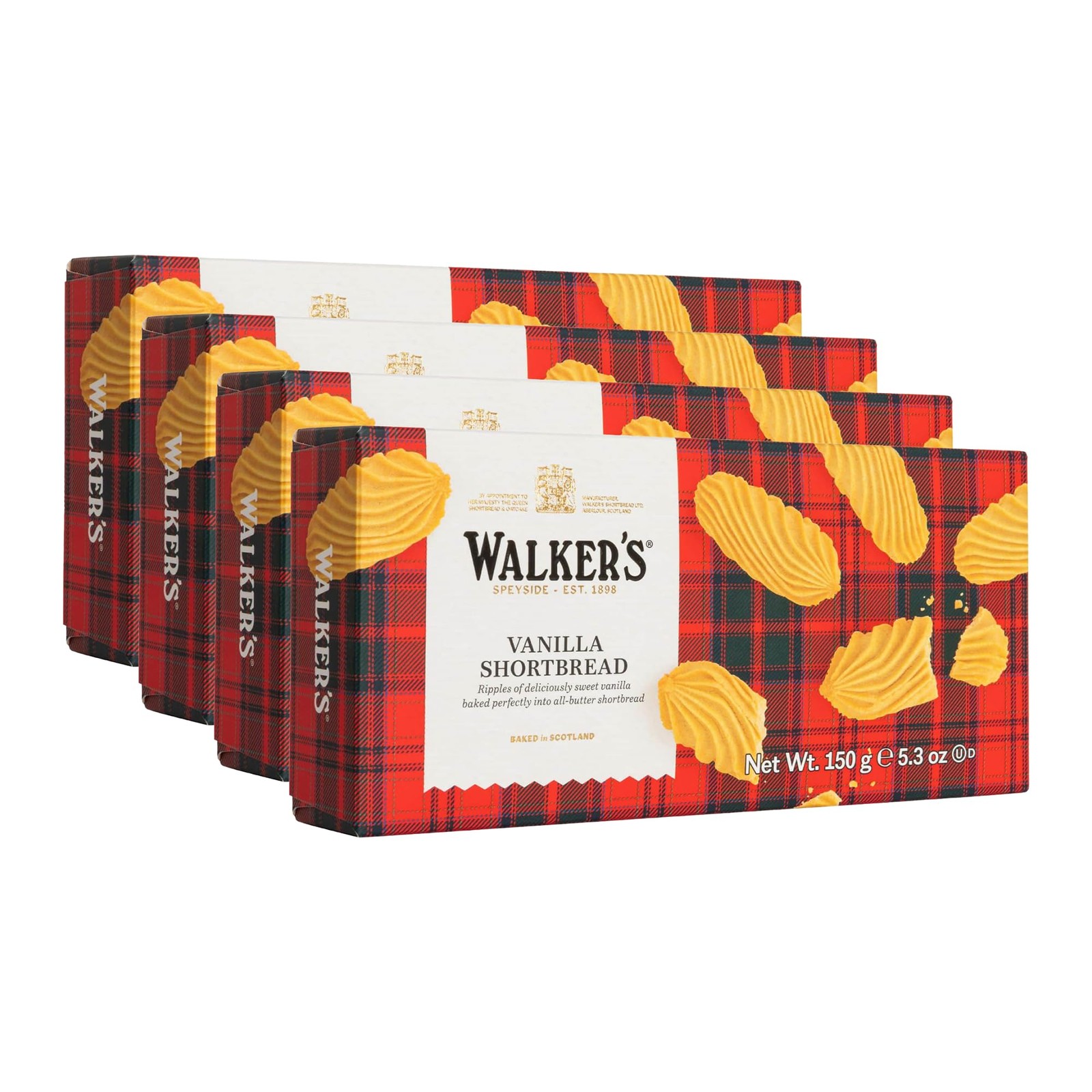 Walker’s Shortbread Vanilla Cookies, Pure Butter Pack of 4, white
