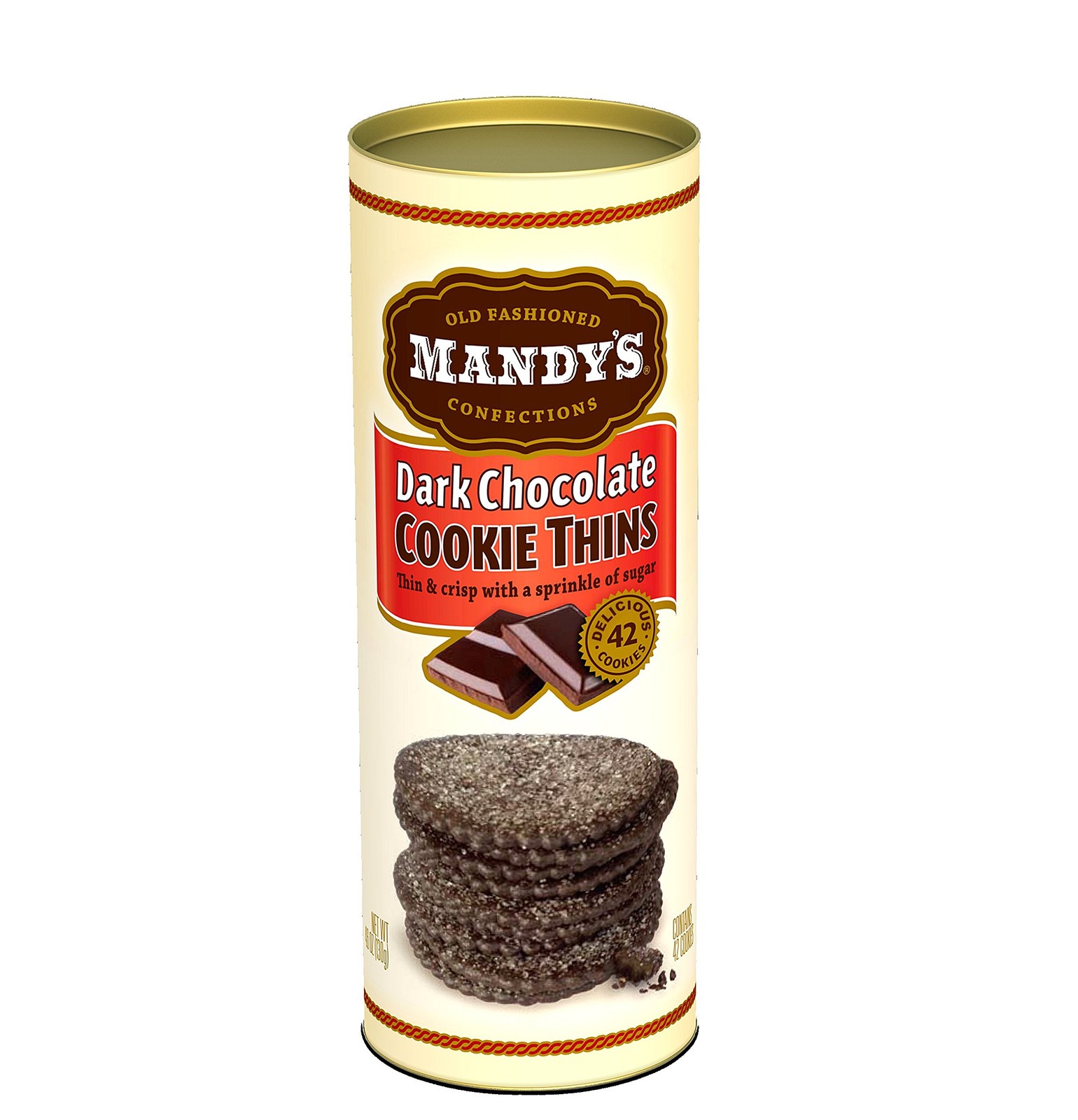 Cookie Thins, Dark Chocolate Flavor, 4.6 Oz, Pack of 6, 42 Cookies, Light & Cris