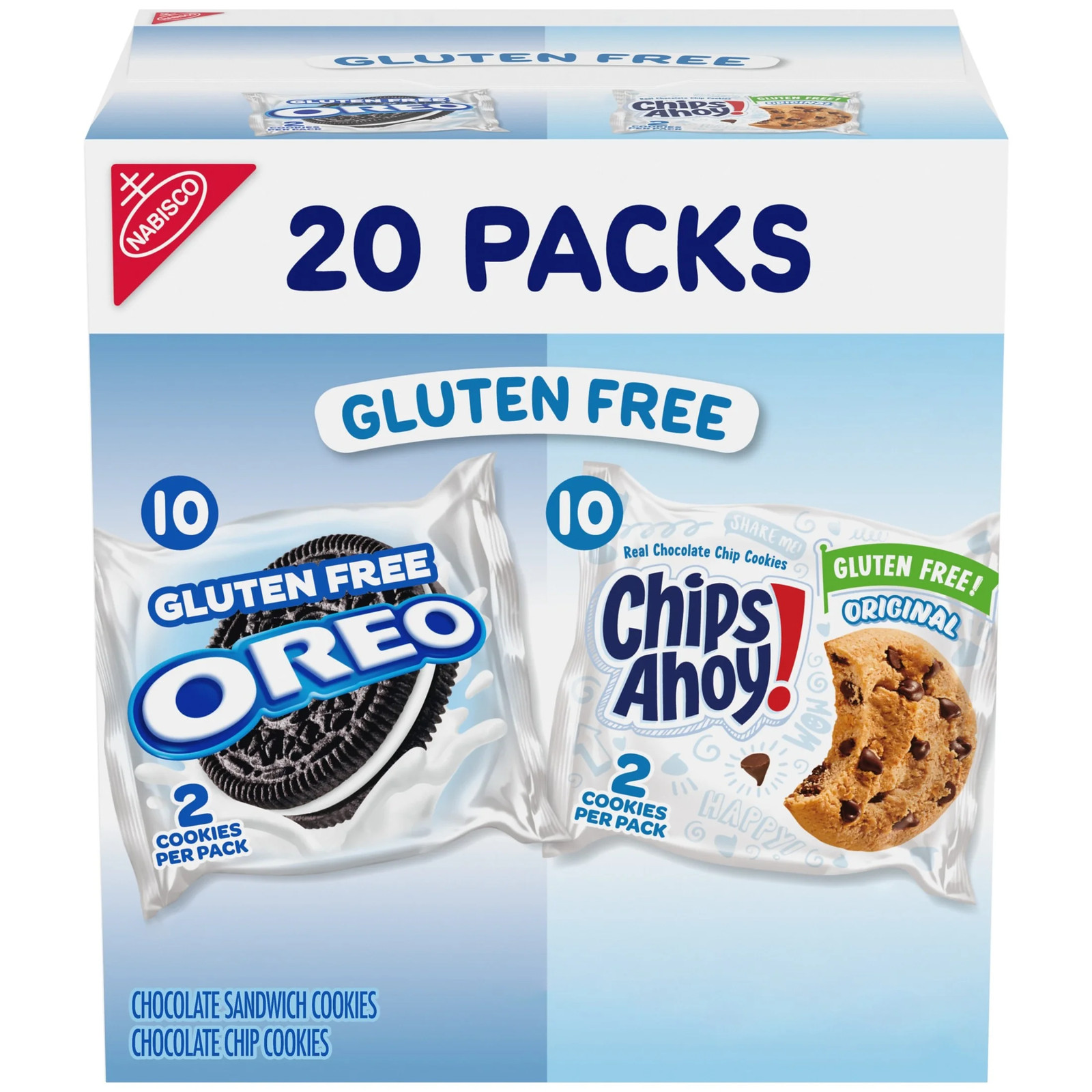 Gluten Free Sandwich Cookies & Chocolate Chip Variety Snack Packs 20 Count Set