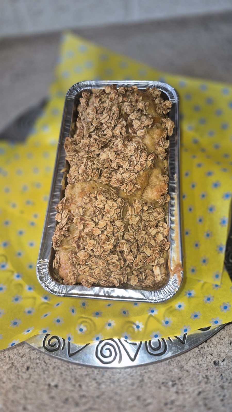 Peach Cobbler Bread Loaf Cake **Sugar-Free** SF Oat Crumb Topping. KETO Friendly