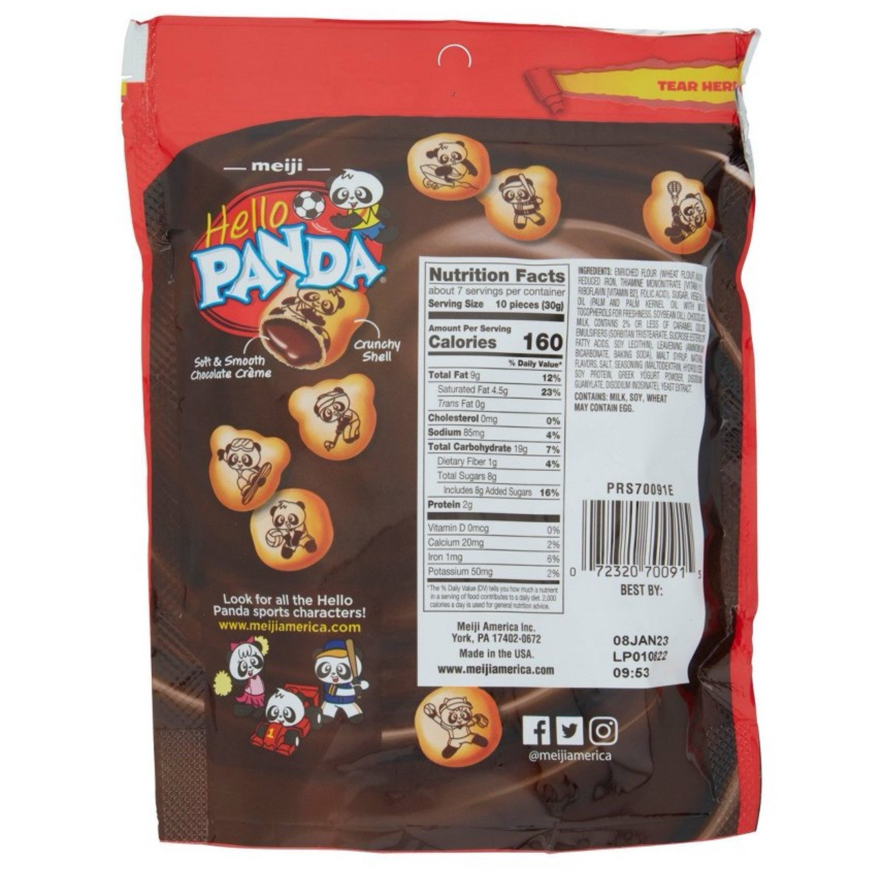 🔴 New Meiji Hello Panda Chocolate Creme Center Crunchy Shell Bite Cookies 7oz