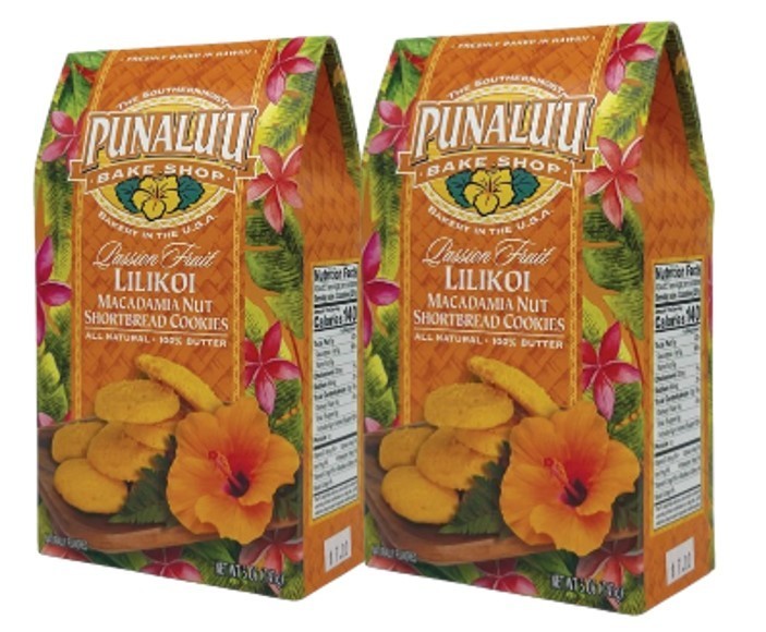 🌺 Punaluʻu Lilikoi (Passion Fruit) Macadamia Nut Shortbread Cookies 2 Boxes