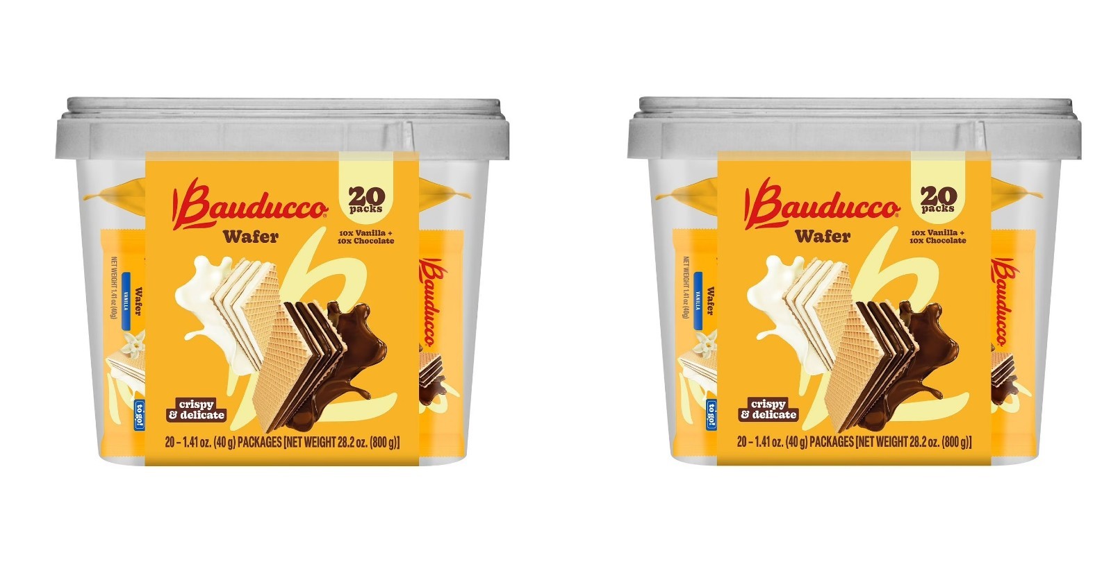 Bauducco Chocolate & Vanilla Wafer Cookies, 3 Layers of Cream,Pack of 2