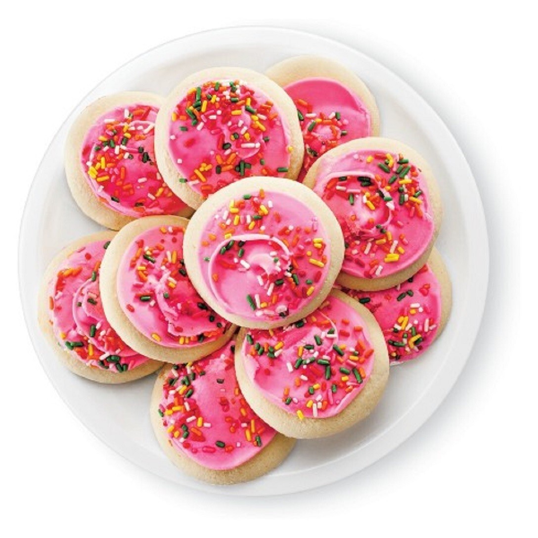 2 PK: Pink Iced Frosted Sugar Cookies with Multi-Colored Rainbow Sprinkles 10 CT