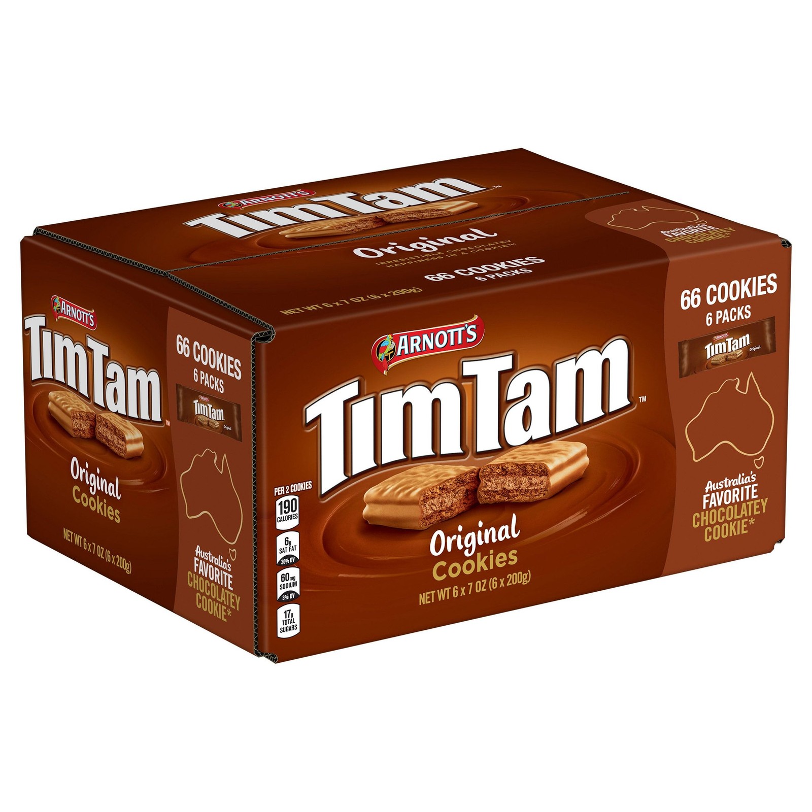 Arnott’s Tim Tam Original Cookies, 6-Packs (7 oz Each), 66 Cookies Total