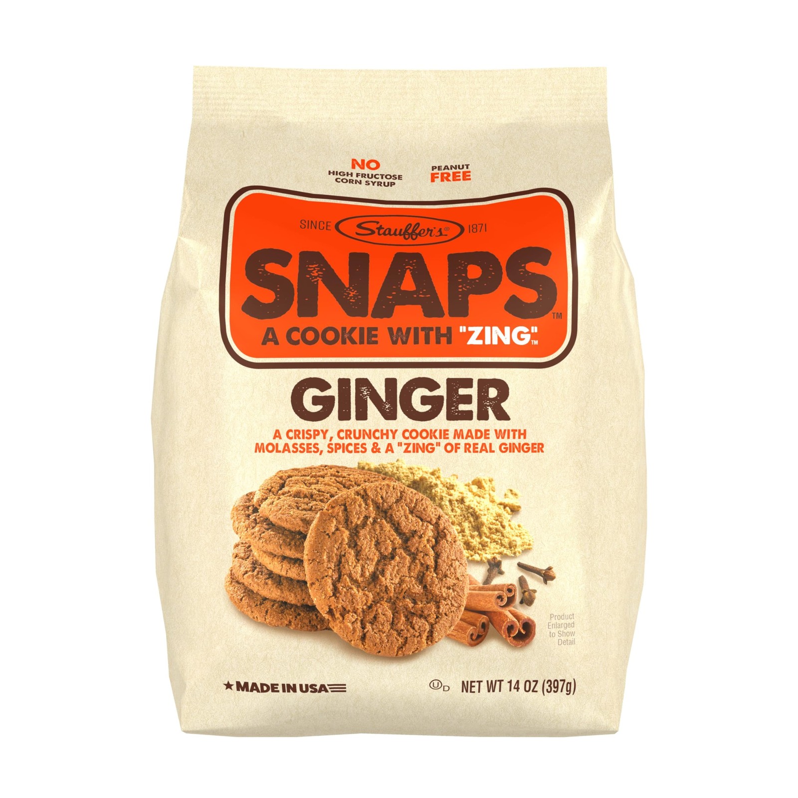 STAUFFERS Ginger SNAPS Cookies – 14oz Bag – 14 Ounce (Pack of 1), Basic