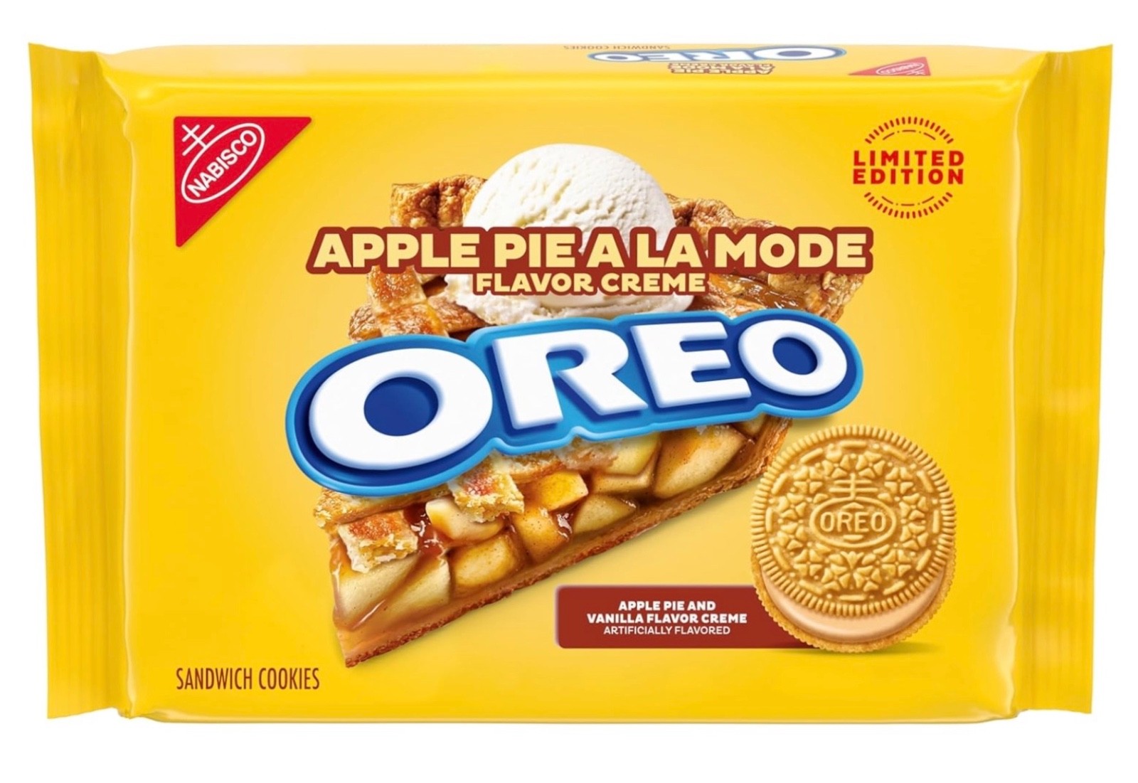 OREO Apple Pie a la Mode Sandwich creme Cookies, 10.68 oz Limited Edition