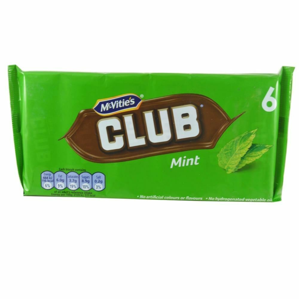 McVitie’s Club Mint Chocolate Biscuit – 6 Bars Per Pack – Pack of 1