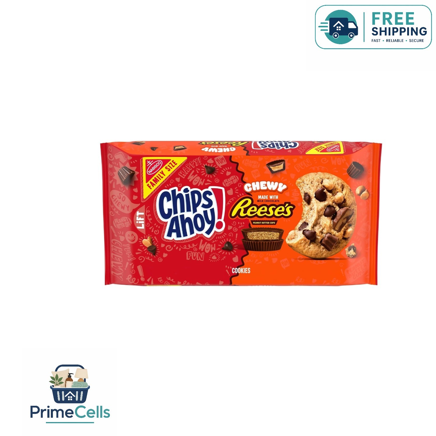 Family Size Chewy Chocolate Chip Cookies with Reese’s Cups – 14.25 oz Delight