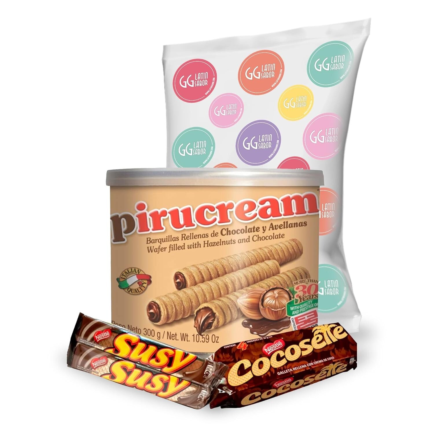 PIRUCREAM Cream Filled Rolled Wafer + COCOSETTE Cookie Wafers + SUSY Wafers