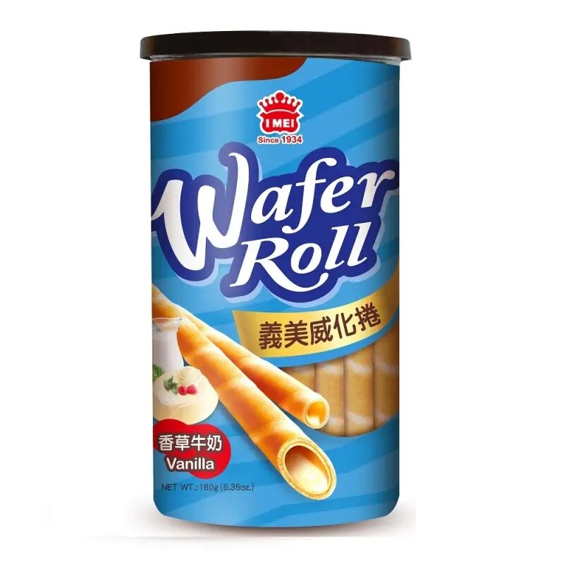 I MEI Wafer Roll, Vanilla, Strawberry, Chocolate Flavor 180g 義美威化捲