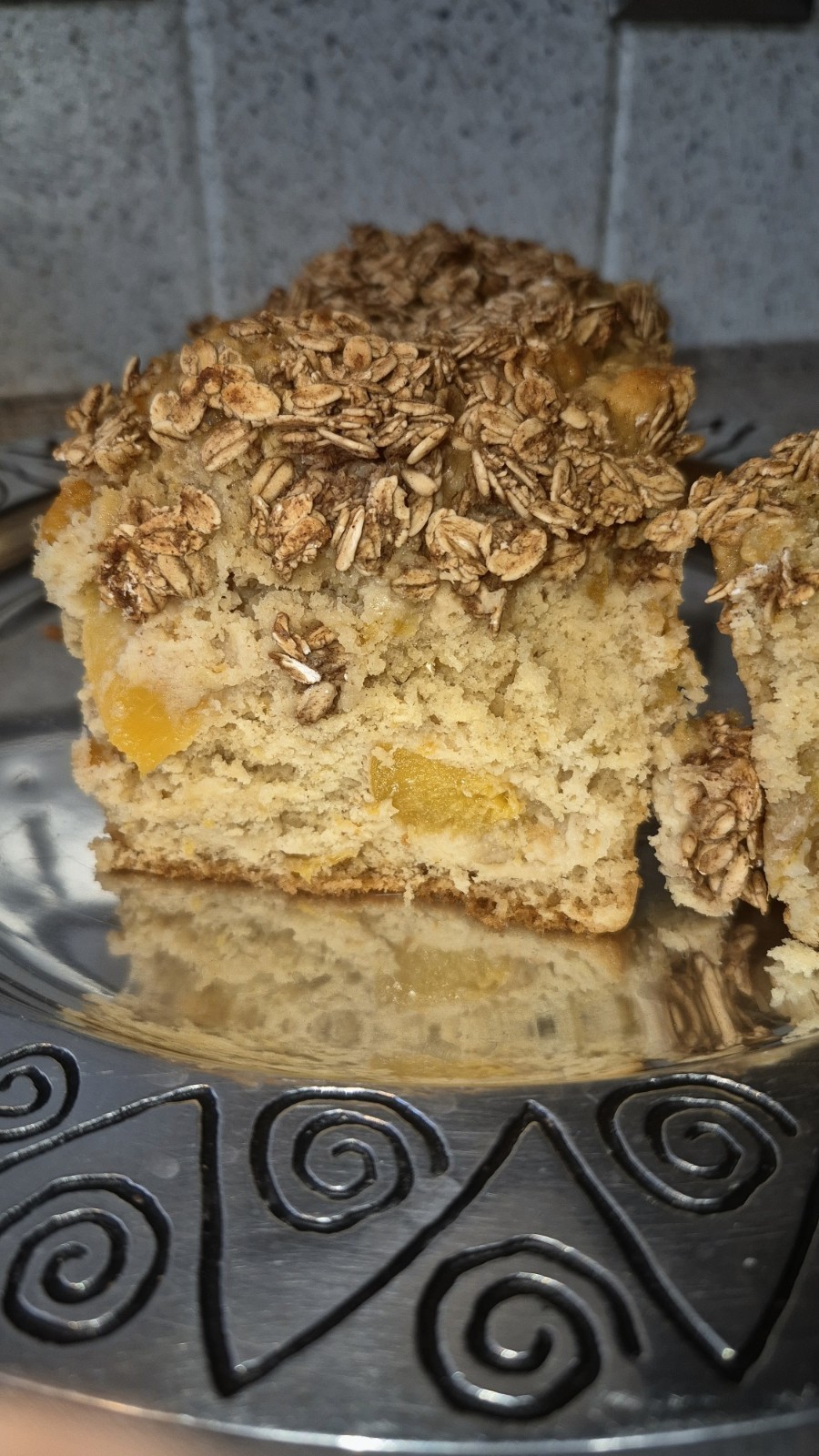 Peach Cobbler Bread Loaf Cake **Sugar-Free** SF Oat Crumb Topping. KETO Friendly