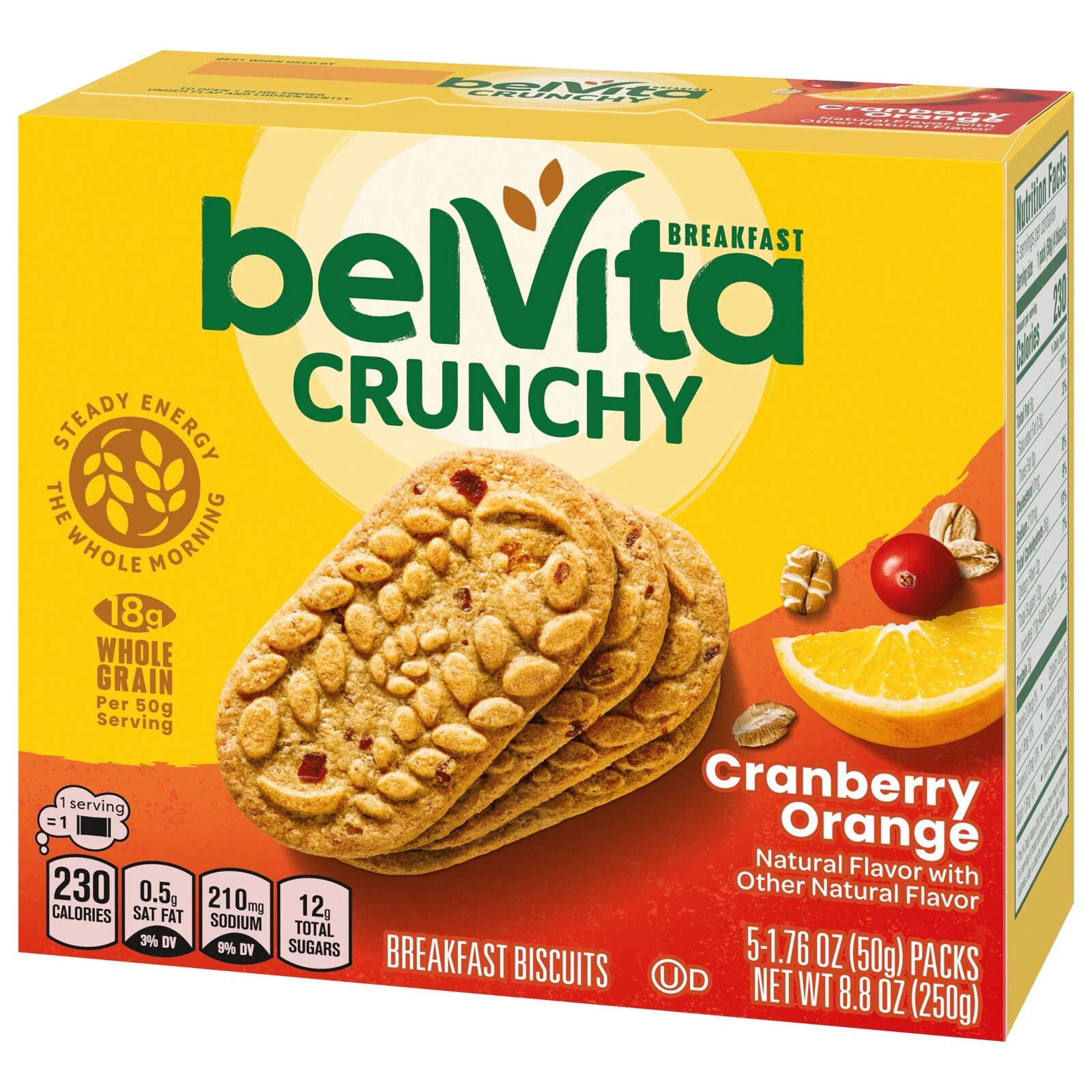〽️ New Belvita Breakfast Crunchy Cranberry Orange Biscuits 8.8oz (5-Pack)