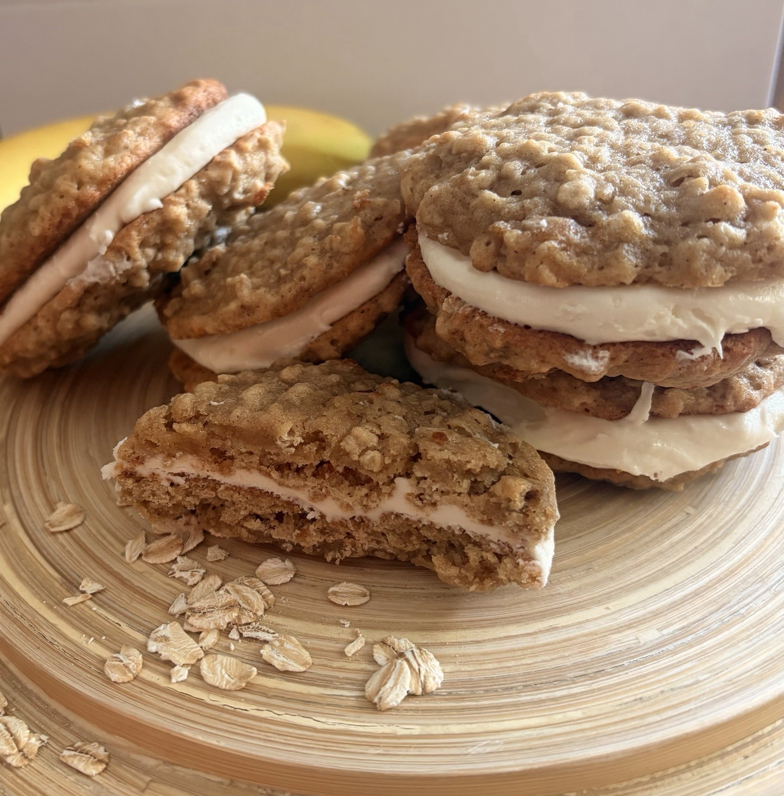 Banana Oatmeal Whoopie Pies w/Buttercream Filling, (Batch Of 9) Snack Pies