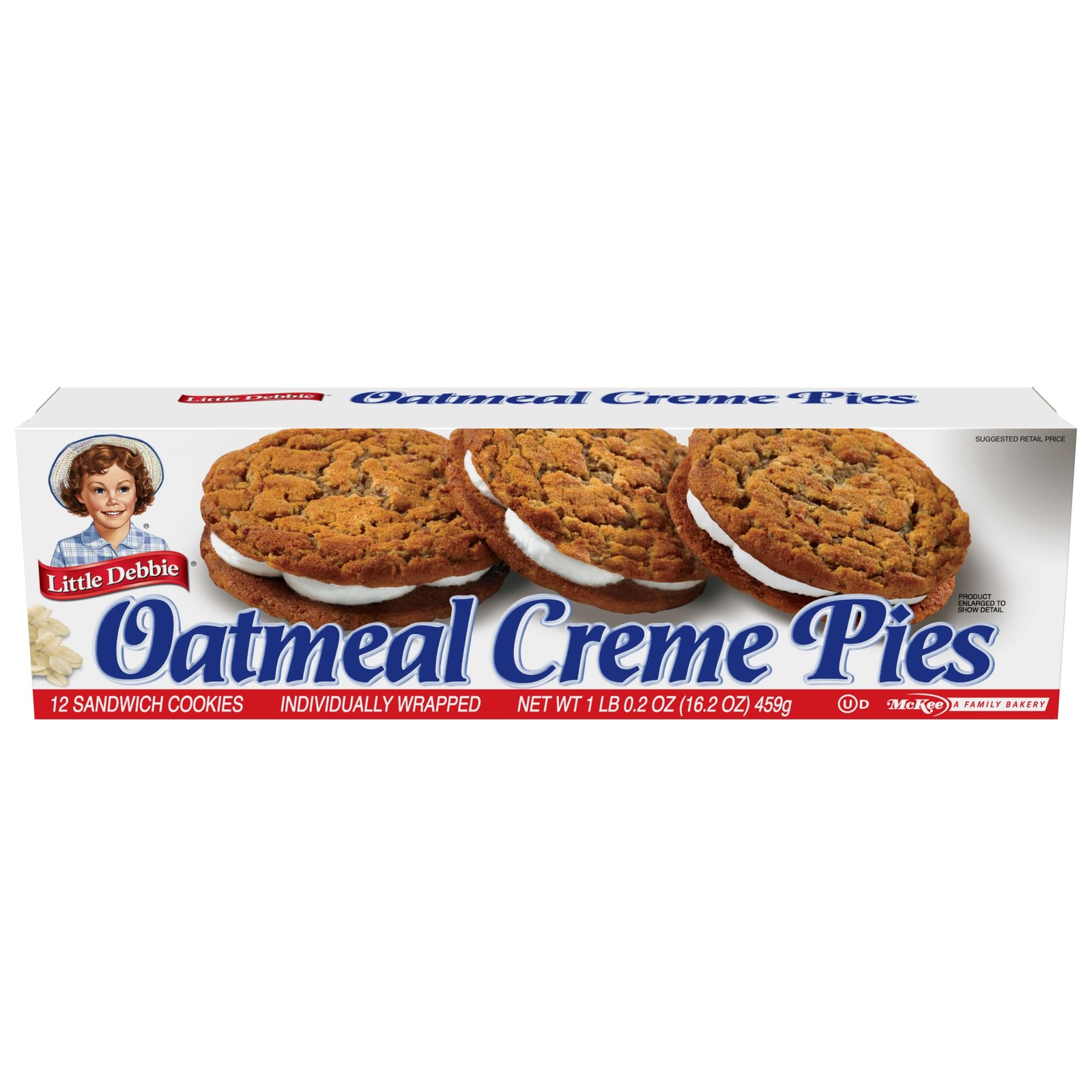 Little Debbie Oatmeal Crème Pies 12 Individually Wrapped Sandwich Cookies 16.2 o