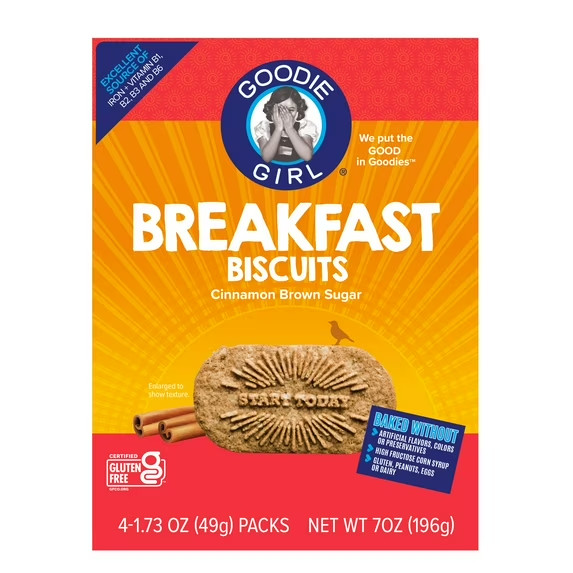 Goodie Girl Cinnamon Brown Sugar Breakfast Biscuits, Shelf Stable, 1.73 oz, 3P