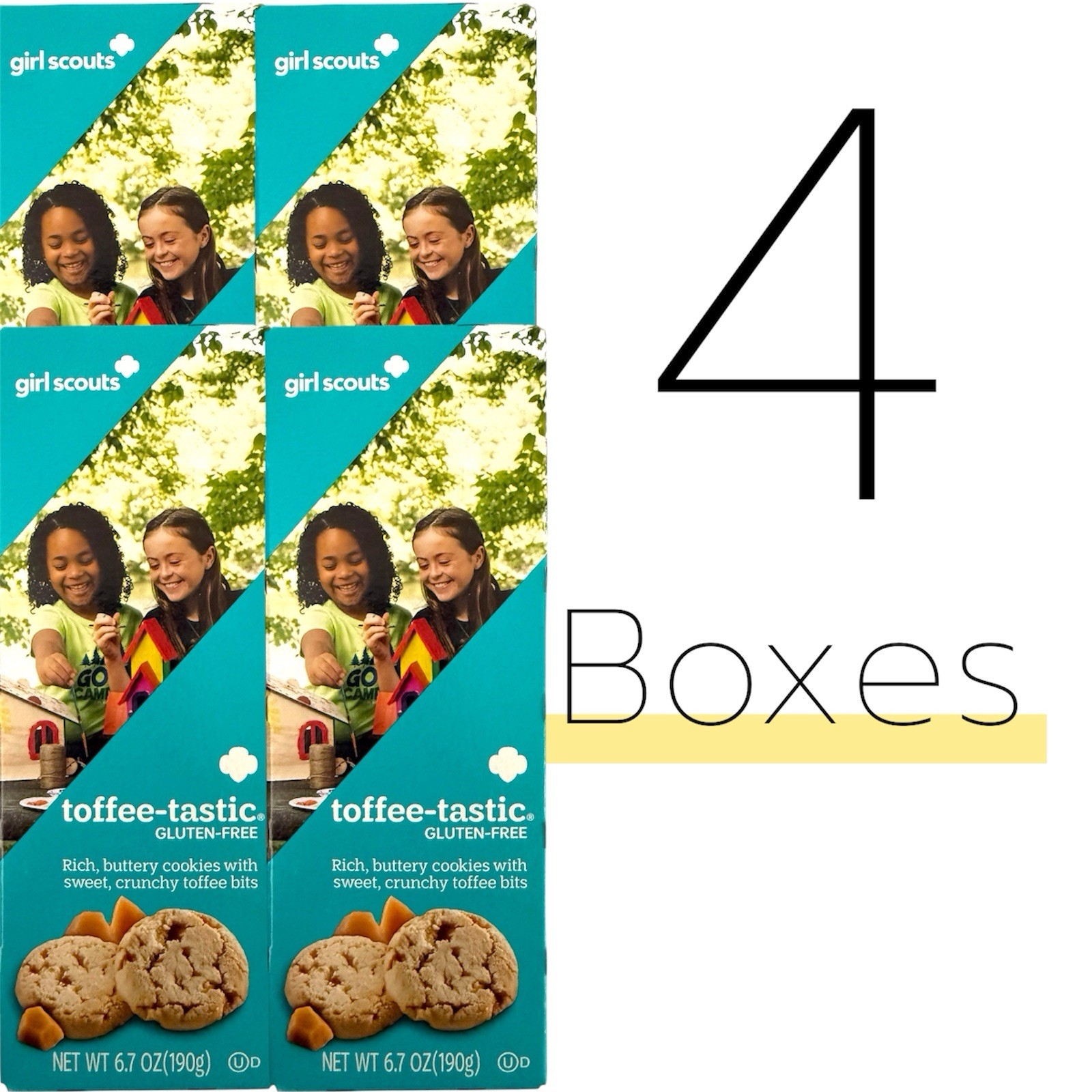 4 Boxes Girl Scouts Toffee Tastic Cookies Sandwich Butter Sweet Lot Gluten Free