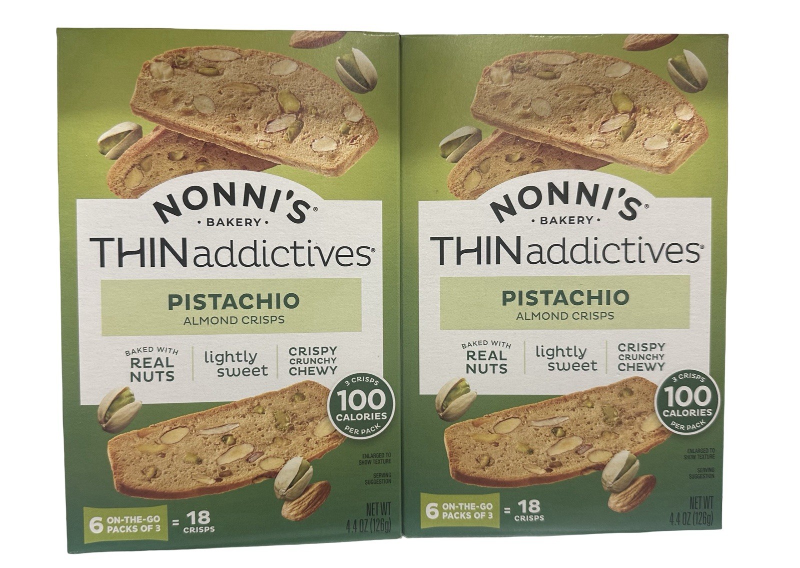 Pistachio Almond Crisps – Nonni’s Bakery – THINaddictives 2 Boxes 36 Crisps