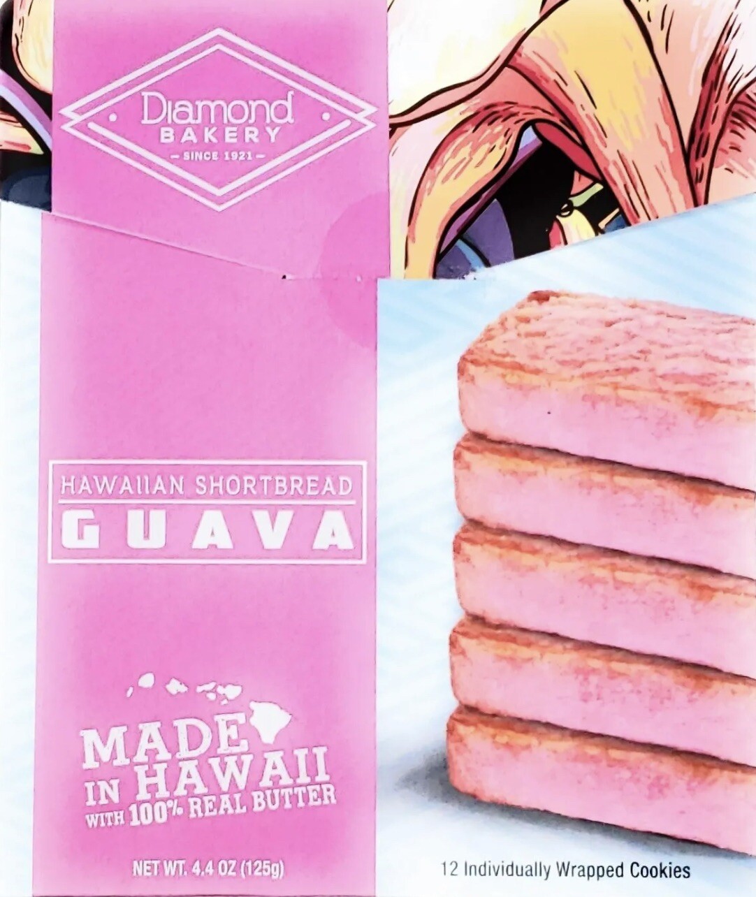 4.4 oz Diamond Bakery Hawaiian Guava Shortbread Cookies