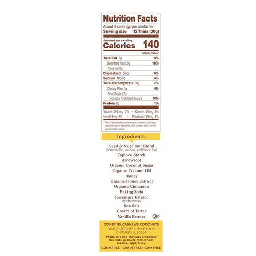 Honey Cinnamon Sweet Thins 4.25 Oz (Case Of 6) By Simple Mills
