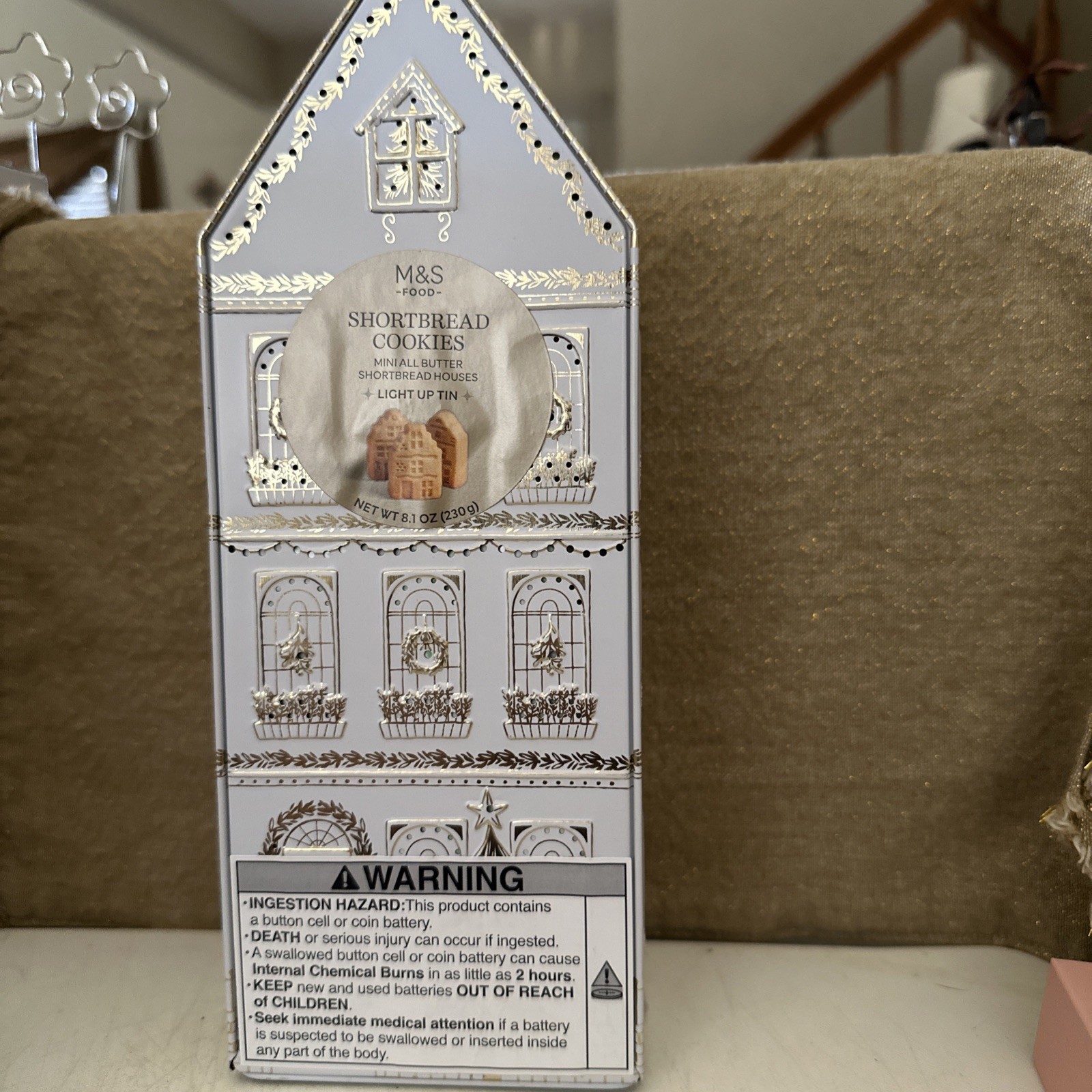 M&S Shortbread Light Up House Tin 230g –Scottish Butter Cookies Gift, EXP 8/2026