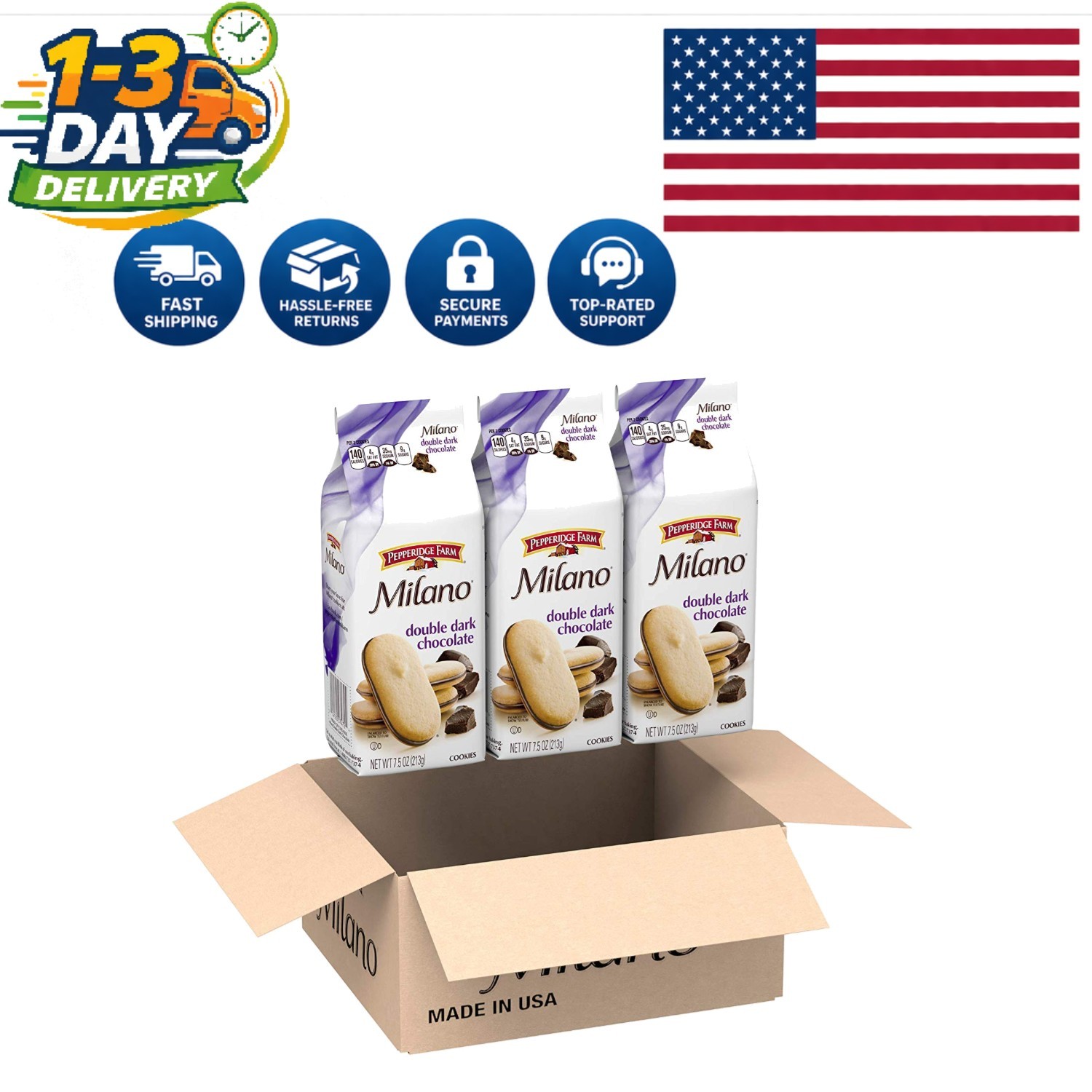 Beautifully Crafted Milano Cookies – Triple Pack of Double Dark Chocolate