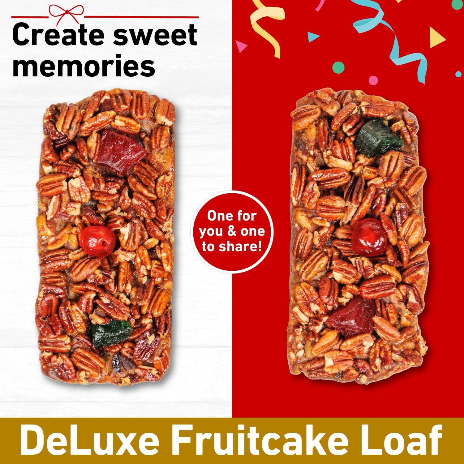 Fruitcake – DeLuxe Loaf 2 Pack (14 oz each) – Handmade with Pecans, Pineapple…