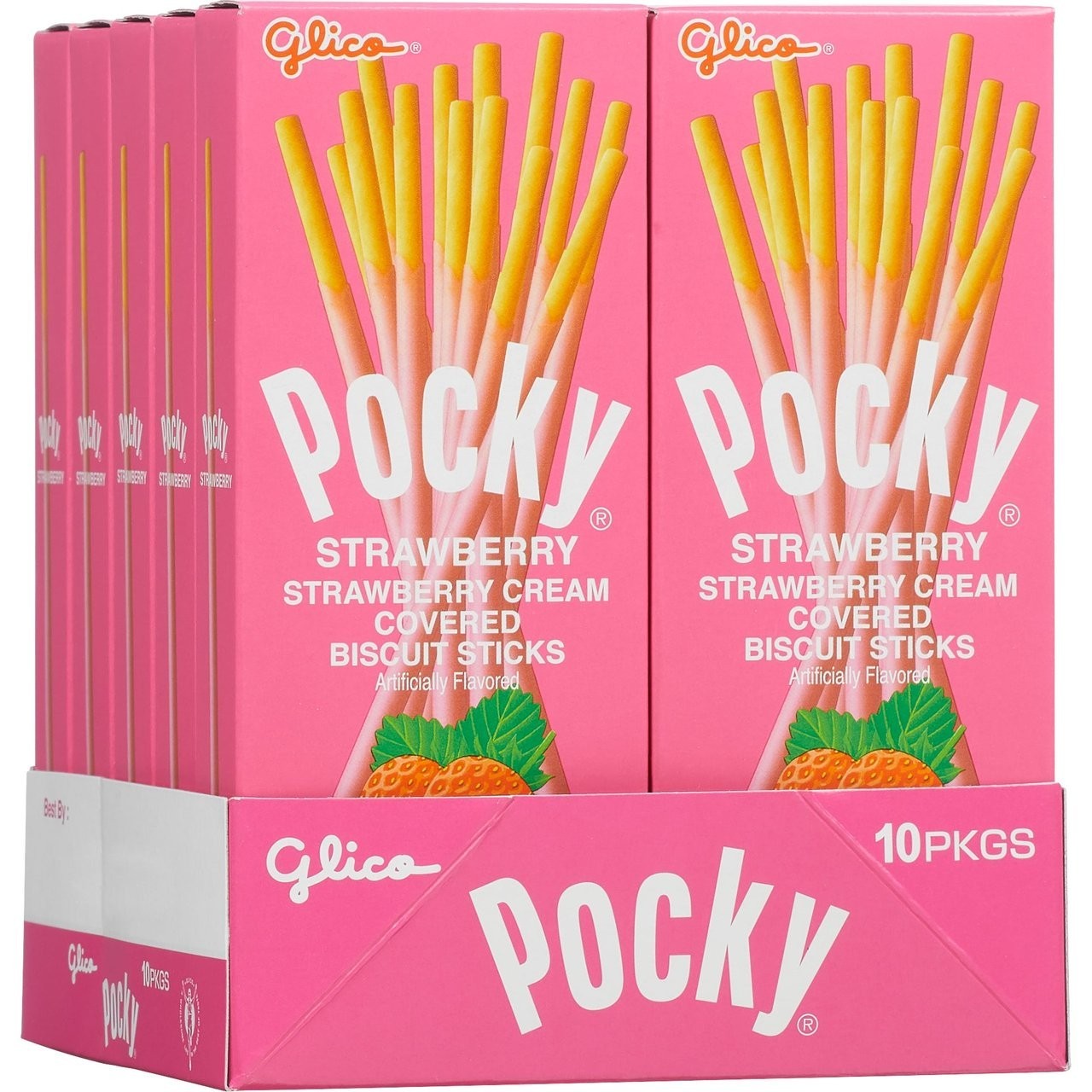 Glico Pocky Biscuit Sticks with Strawberry Cream, 1.41-Ounce Boxes (Pack of 10)