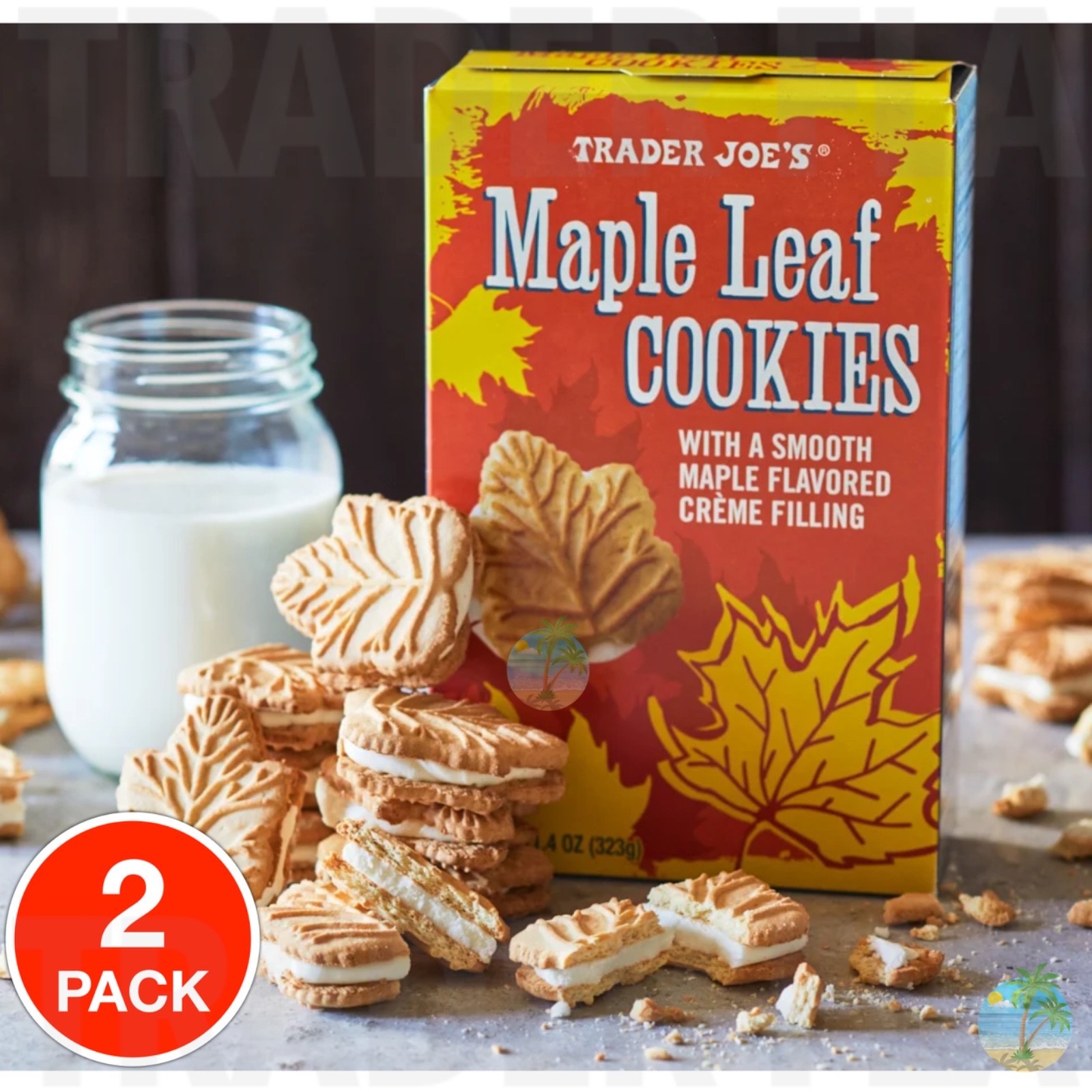 2pack Trader Joes Maple Leaf Cookies w/ Maple Cream Filling So good!