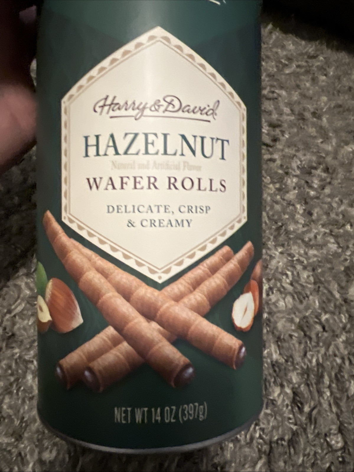 Harry & David Hazelnut Wafer Rolls 14 oz New Artisan Baked Cookies