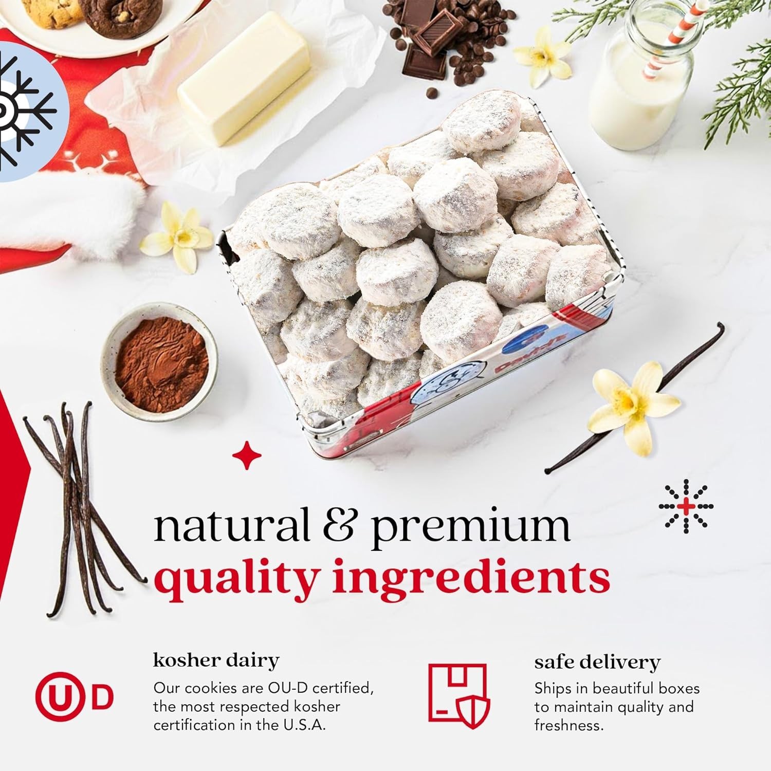 David’s Gourmet Butter Pecan Cookies in 16oz Winter Wonderland Tin