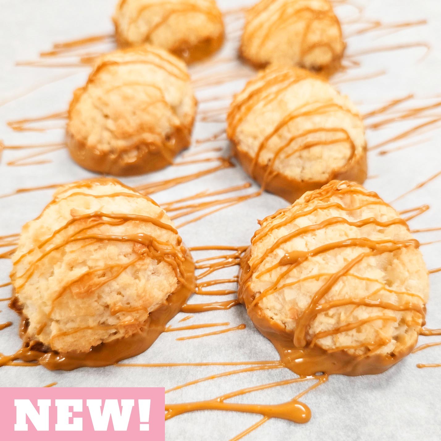 Salted Caramel Drizzled Coconut Macaroons