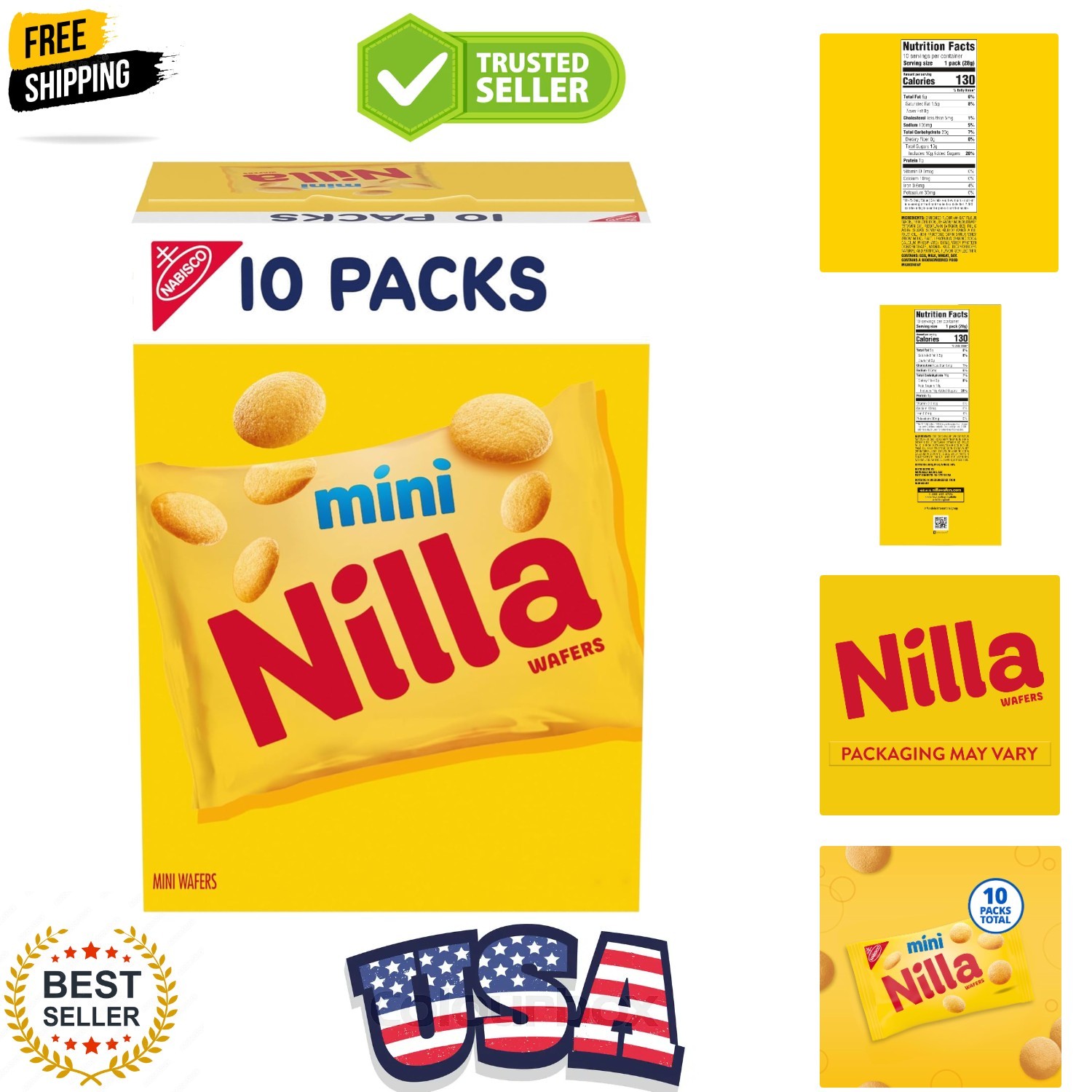 Wafers Mini Va Wafer Cookies, 10 Snack Packs