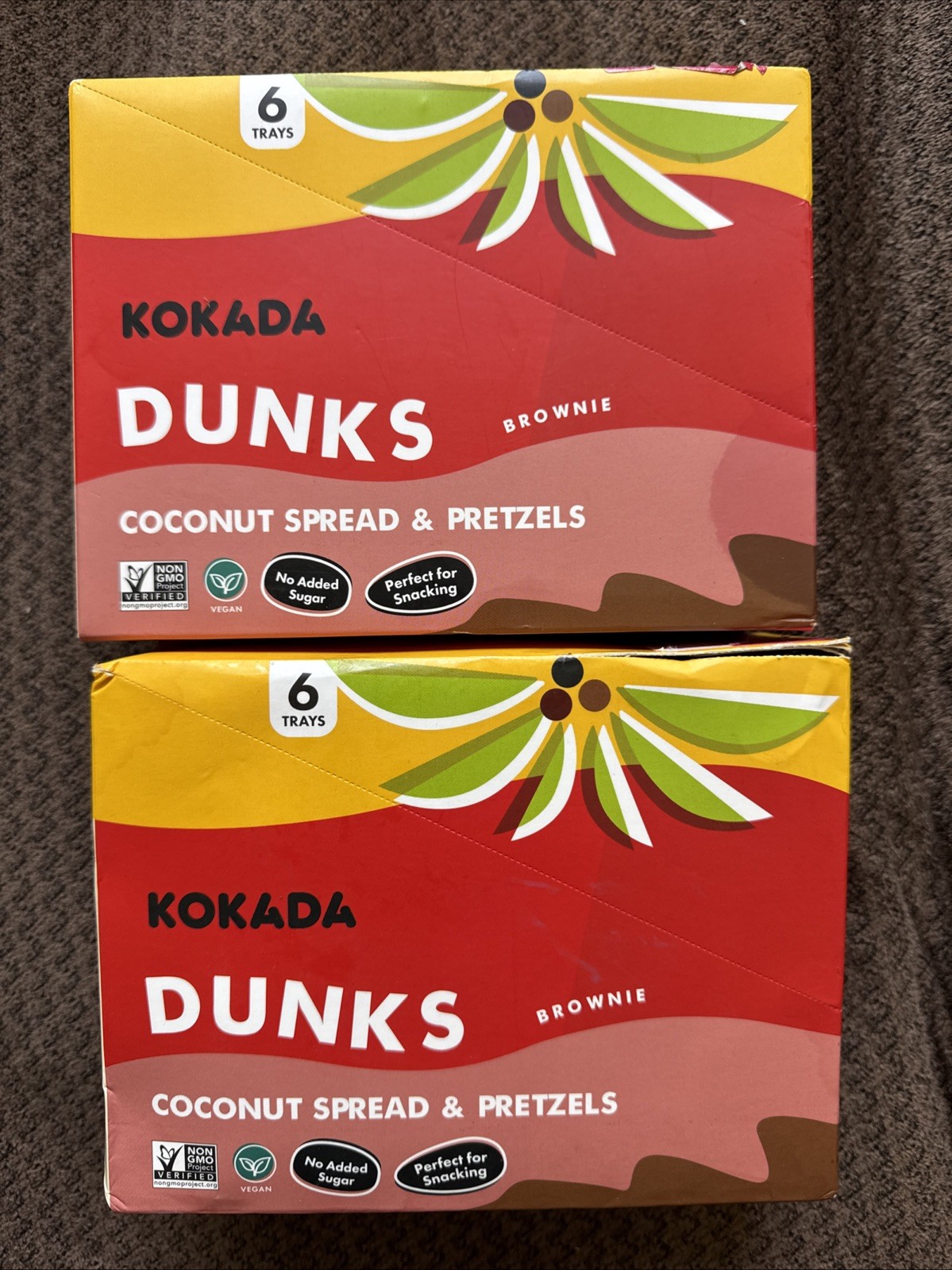 Kokada Dunks Brownie Coconut Spread & Pretzels Snack Packs 6 Trays Lot 2