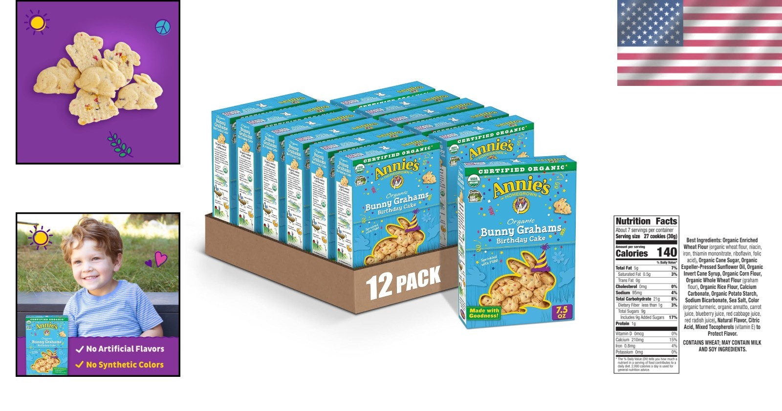Organic Birthday Cake Graham Snacks by Annie’s, 12-Pack
