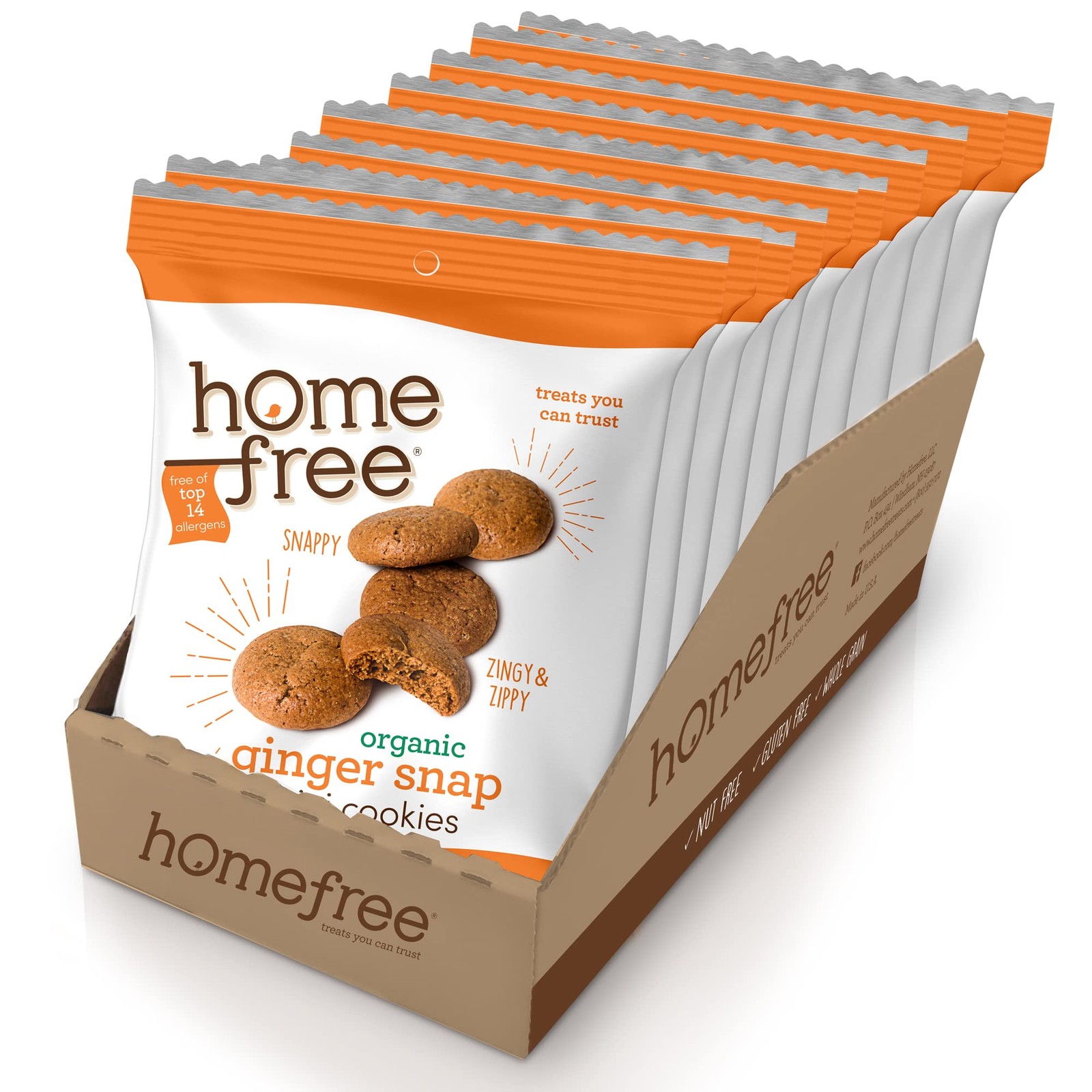 Mini Ginger Snap Cookies, Organic, Gluten Free, Nut Free, Vegan, Individually…
