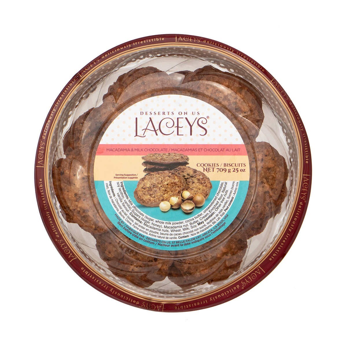 AiWaWa CA, Laceys Macadamia & Milk Chocolate Cookies 709 g/ 25 oz