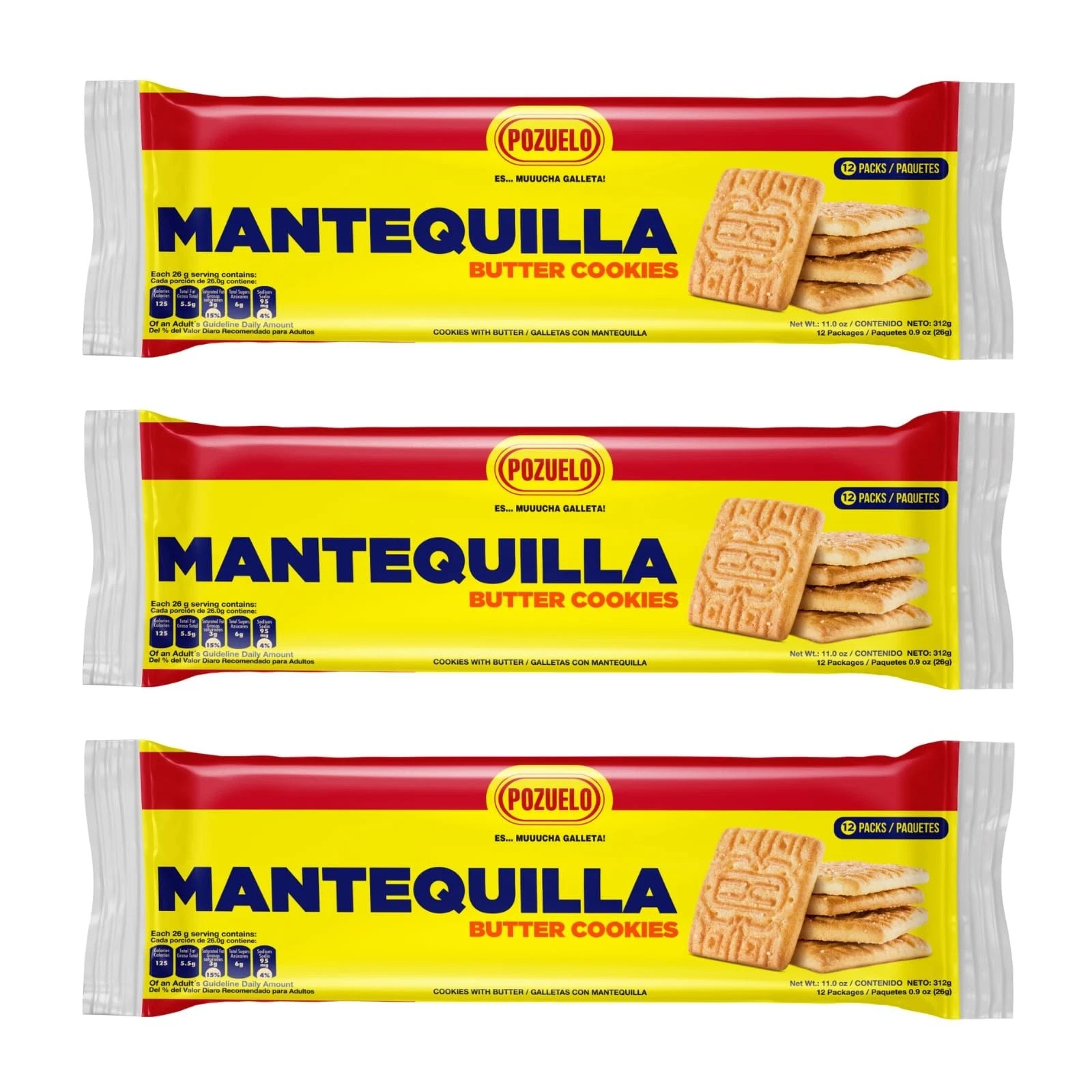 Mantequilla Butter Cookies | Made with 11 Ounce (Pack of 3), green