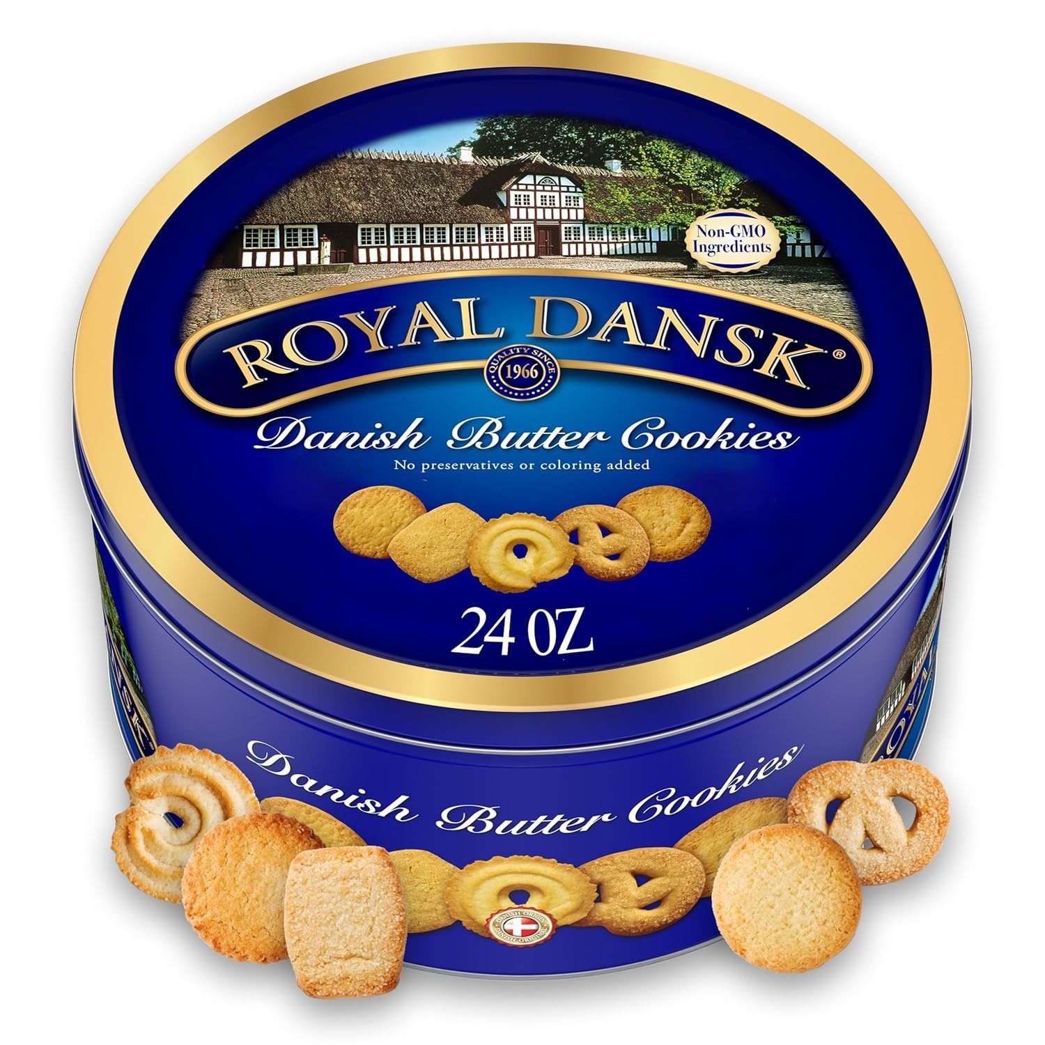 Royal Dansk Danish Cookies Tin, butter, 24 Ounce-NEW