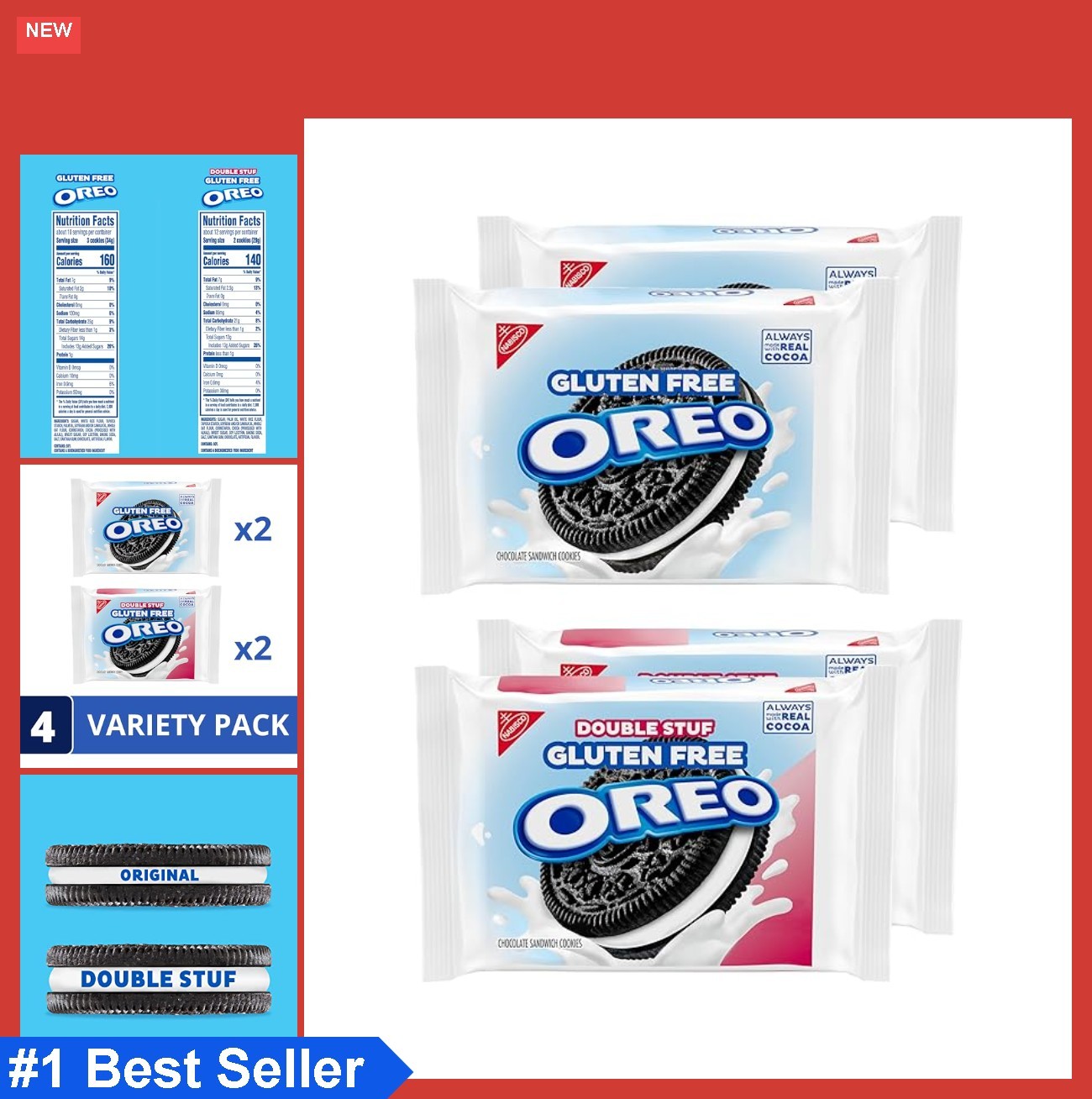 Gluten Free Sandwich Cookies Variety Pack 4 Count Double Stuf Chocolate