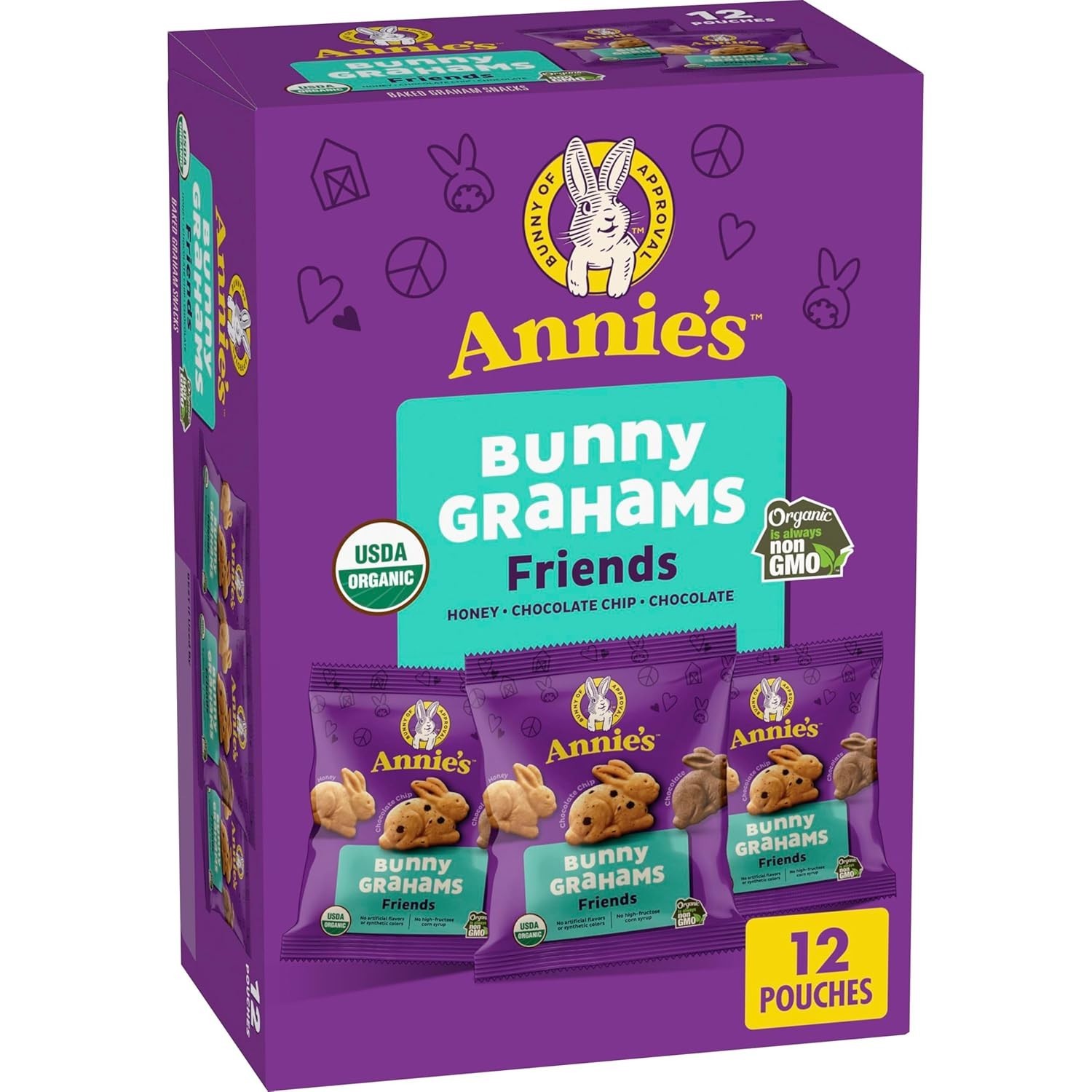 Annie’s Bunny Grahams: Fun Organic Snacks, Chocolate & Honey Flavors, 12oz Box