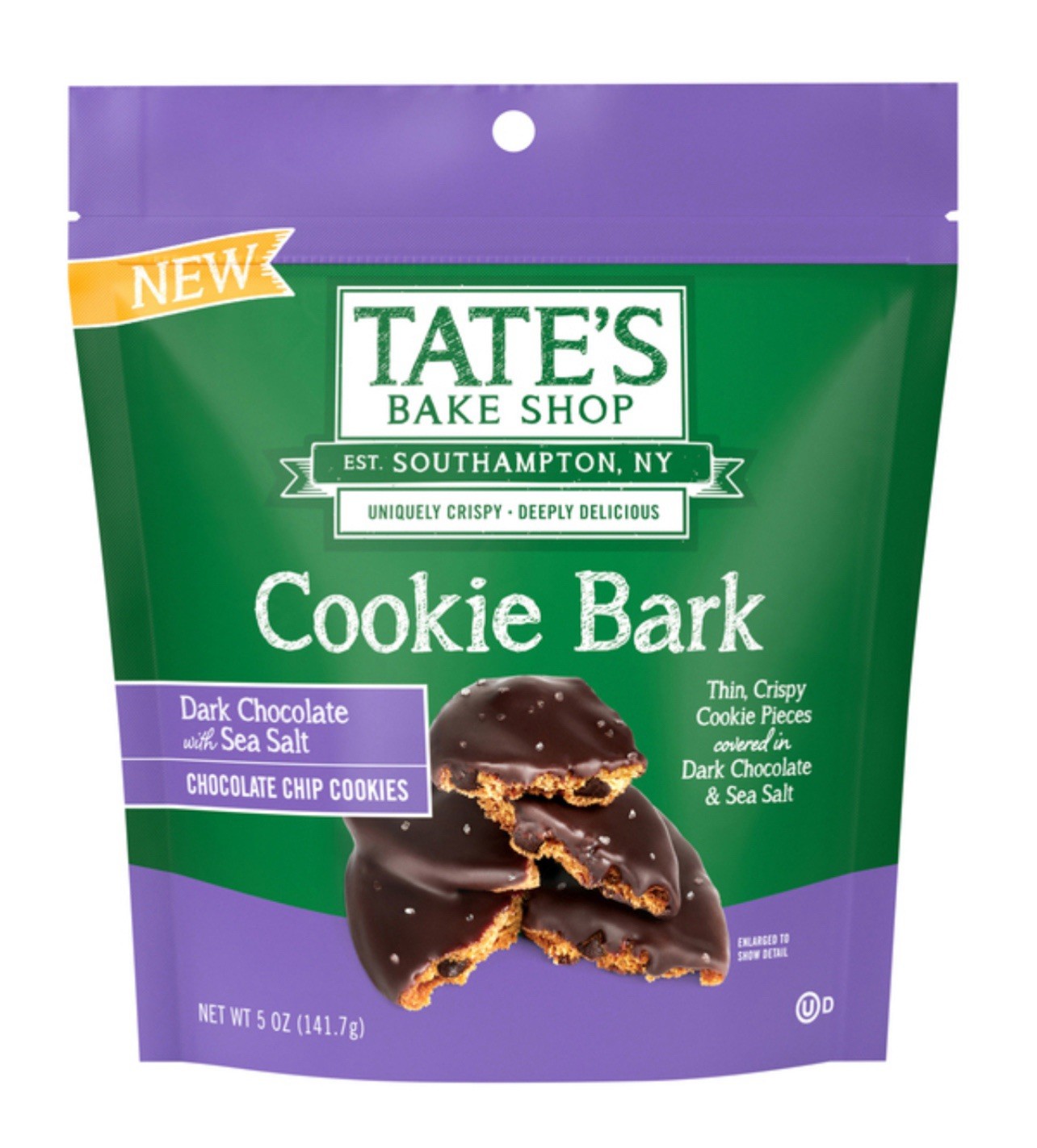 🟢 New Tate’s Bake Shop COOKIE BARK Dark Chocolate Sea Salt Chip Crispy 5oz