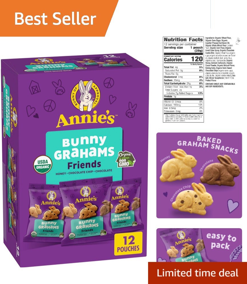 Annie’s Bunny Grahams: Fun Organic Snacks, Chocolate & Honey Flavors, 12oz Box