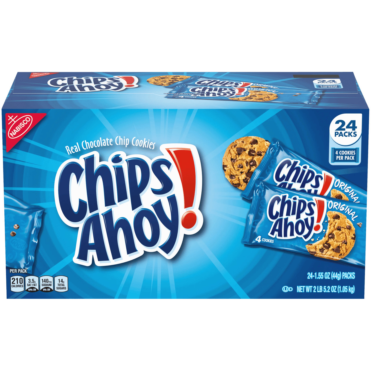 CHIPS AHOY! Chocolate Chip Cookies, Snack Packs 1.55 Ounce (Pack of 24)