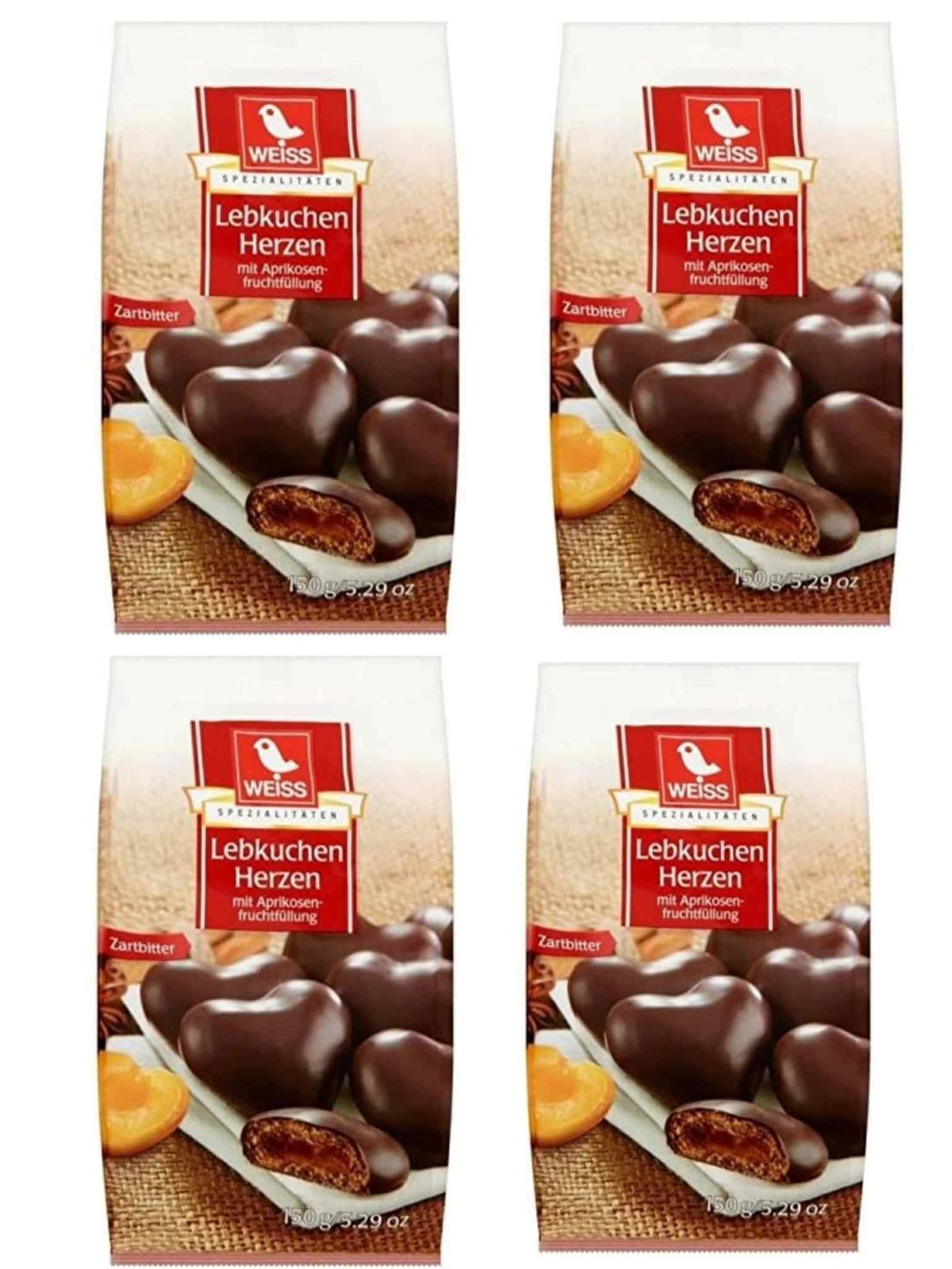 VALUE❤️4 Bags = $1 7❤️WEISS Ginger chocolate apricot hearts!! US SELLER !!