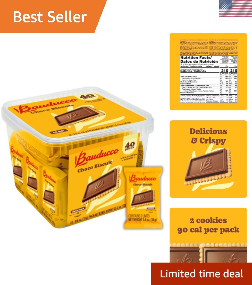 Crispy Chocolate Biscuit Cookies – Individually Wrapped Treats, 25.3 Oz (40ct)