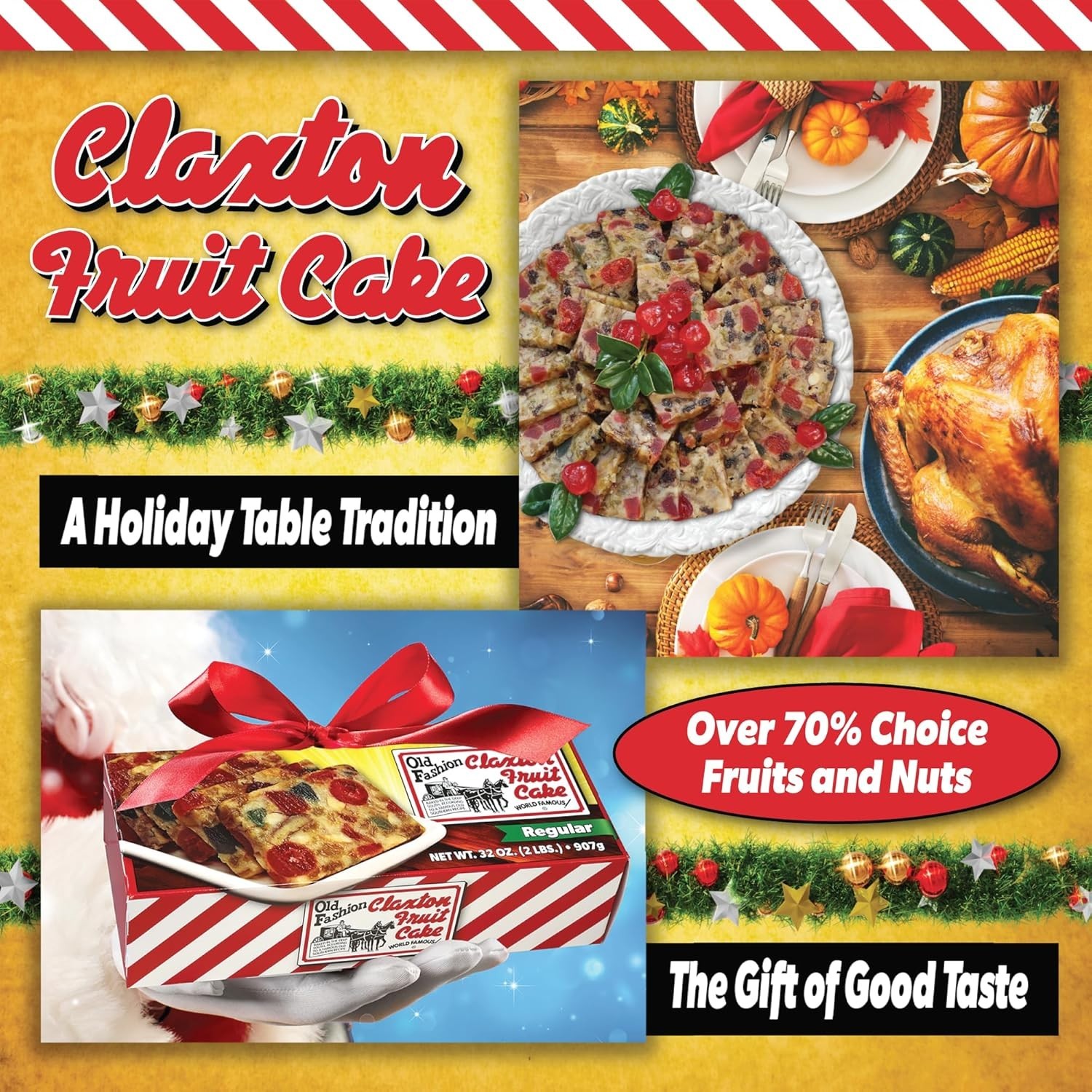 3-Lb. Regular Recipe | Old Fashioned Holiday Fruitcake Packed in Signature Cl…