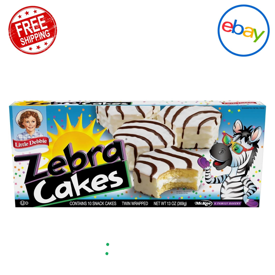 Little Debbie Zebra Cakes 10 Twin Wrapped Snack Cakes 13oz Box Fresh