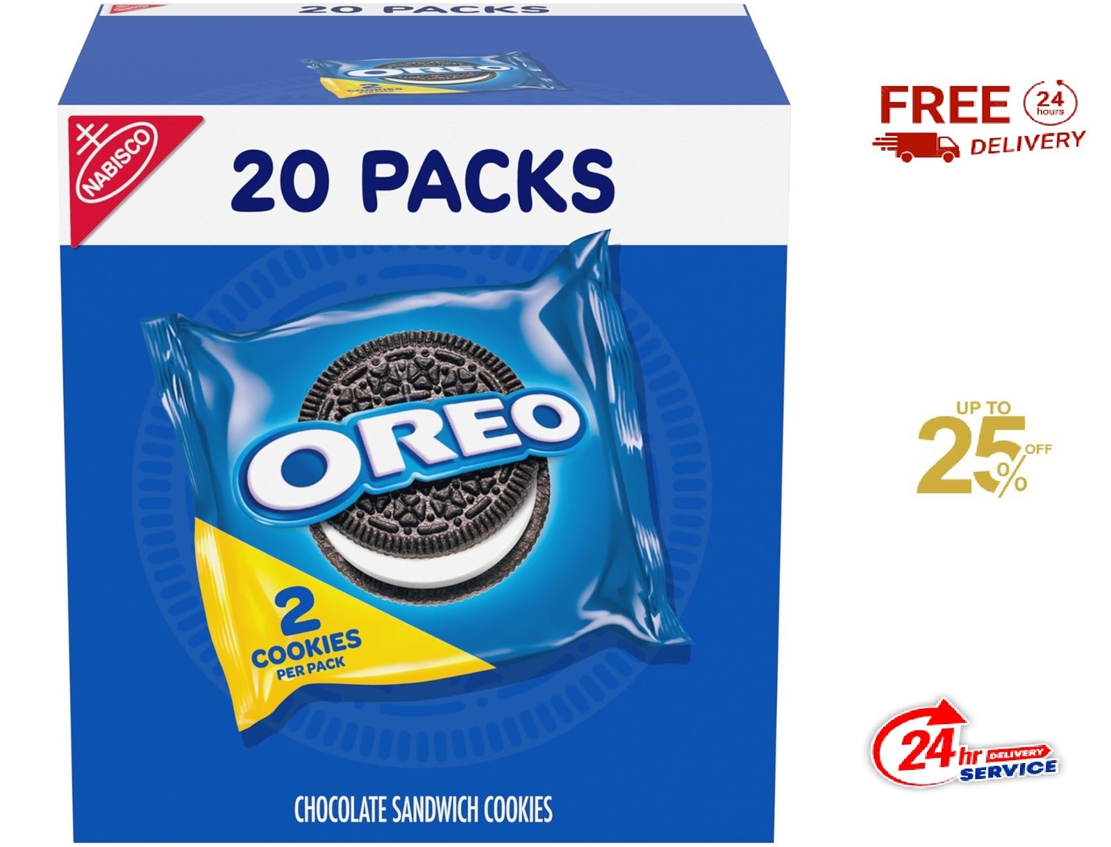 OREO Chocolate Sandwich Cookies, 20 Snack Packs (2 Cookies per Pack)
